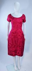 SCHIAPARELLI Attributed Pink Silk Damask Couture Cocktail Dress Size 4