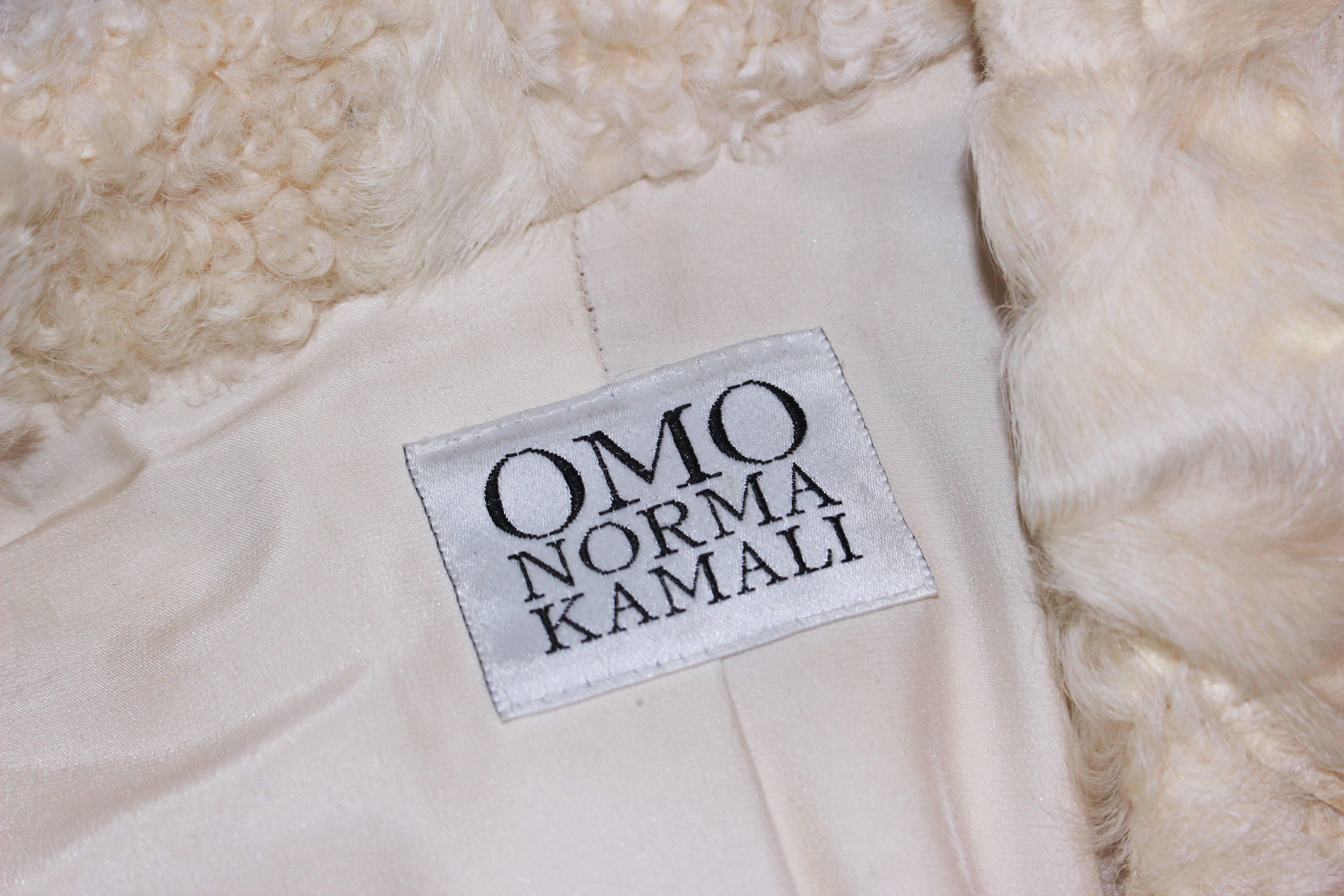 NORMA KAMALI OMO Off White Lamb Fur Coat Size 4 6 For Sale 2
