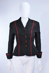 RICHARD TYLER Black and Red Fitted Jacket with Floral Pattern Size 2 4