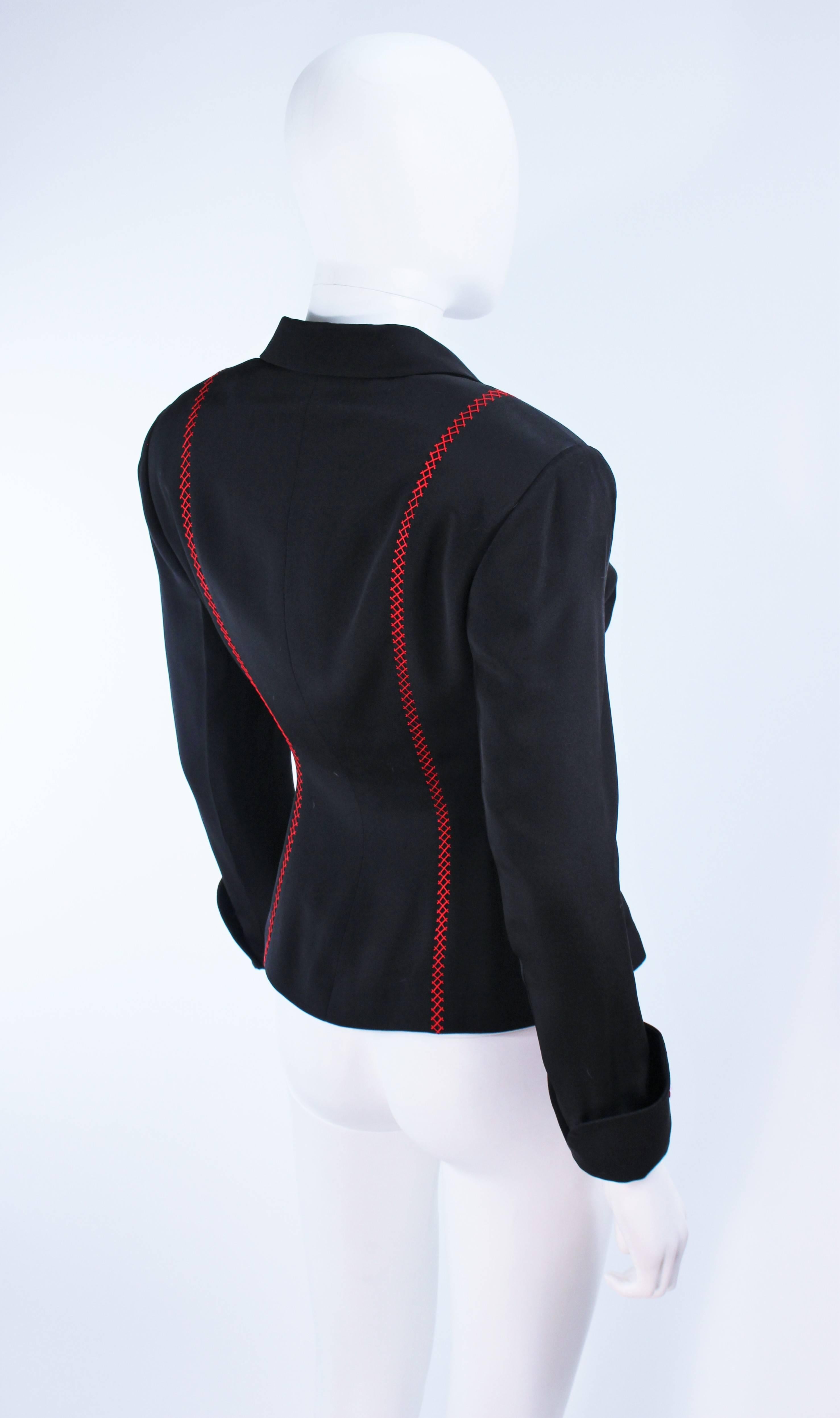 Women's RICHARD TYLER Black and Red Fitted Jacket with Floral Pattern Size 2 4 For Sale