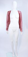Red Sheer Stretch Mesh Beaded Fringe Top Size Small