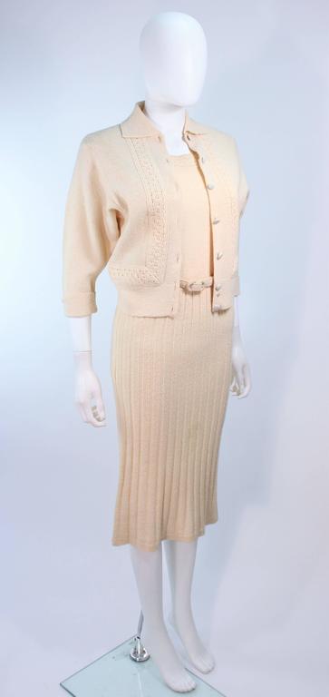 Ivory 1950's Zephyr Chenille Wool Stretch Knit Dress and Sweater ...