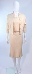 Ivory 1950's Zephyr Chenille Wool Stretch Knit Dress and Sweater Ensemble Size 4