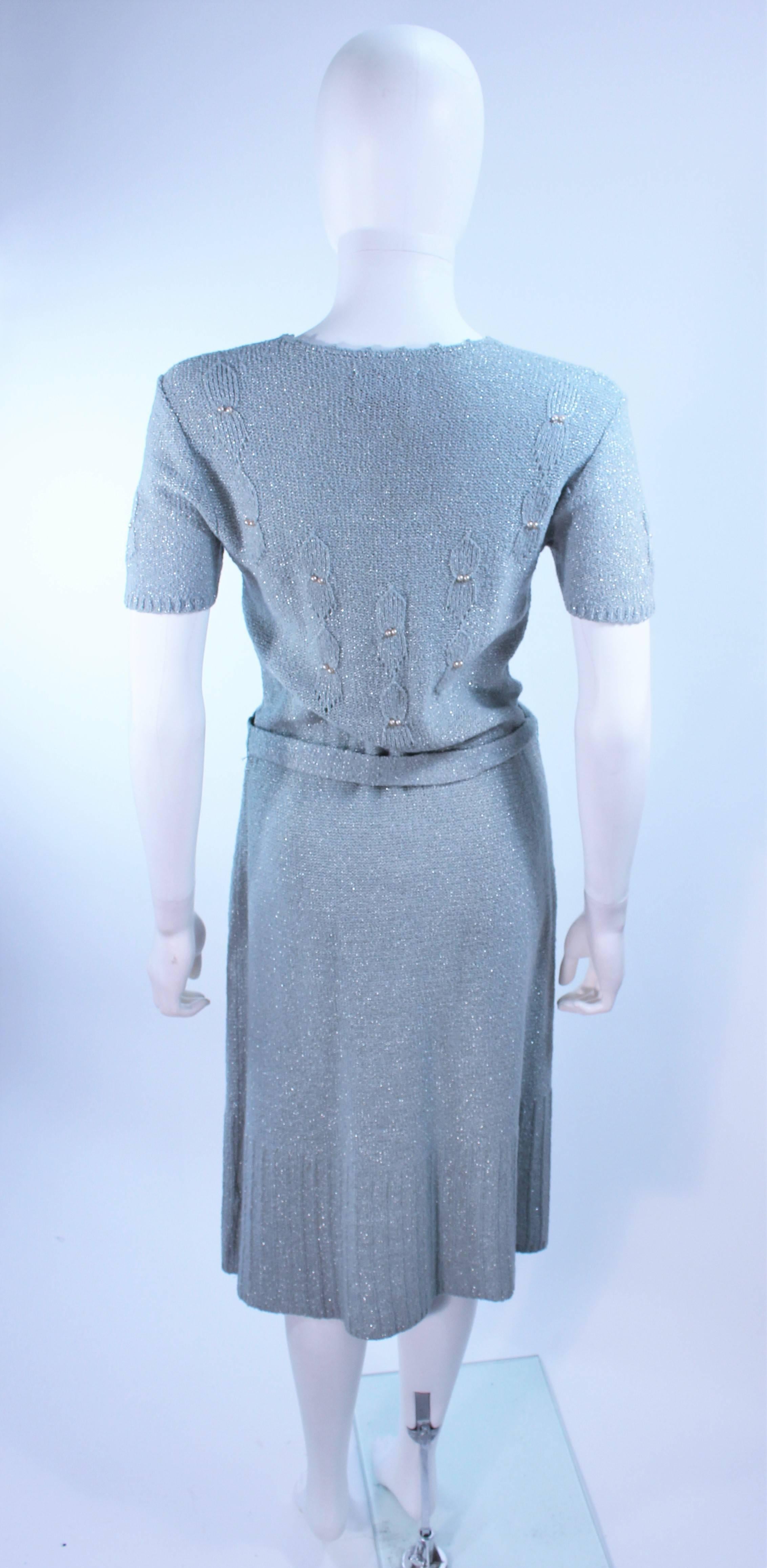 SNYDER 1950's Blue Wool Knit Iridescent Cocktail Dress Size 4 6 For Sale 4