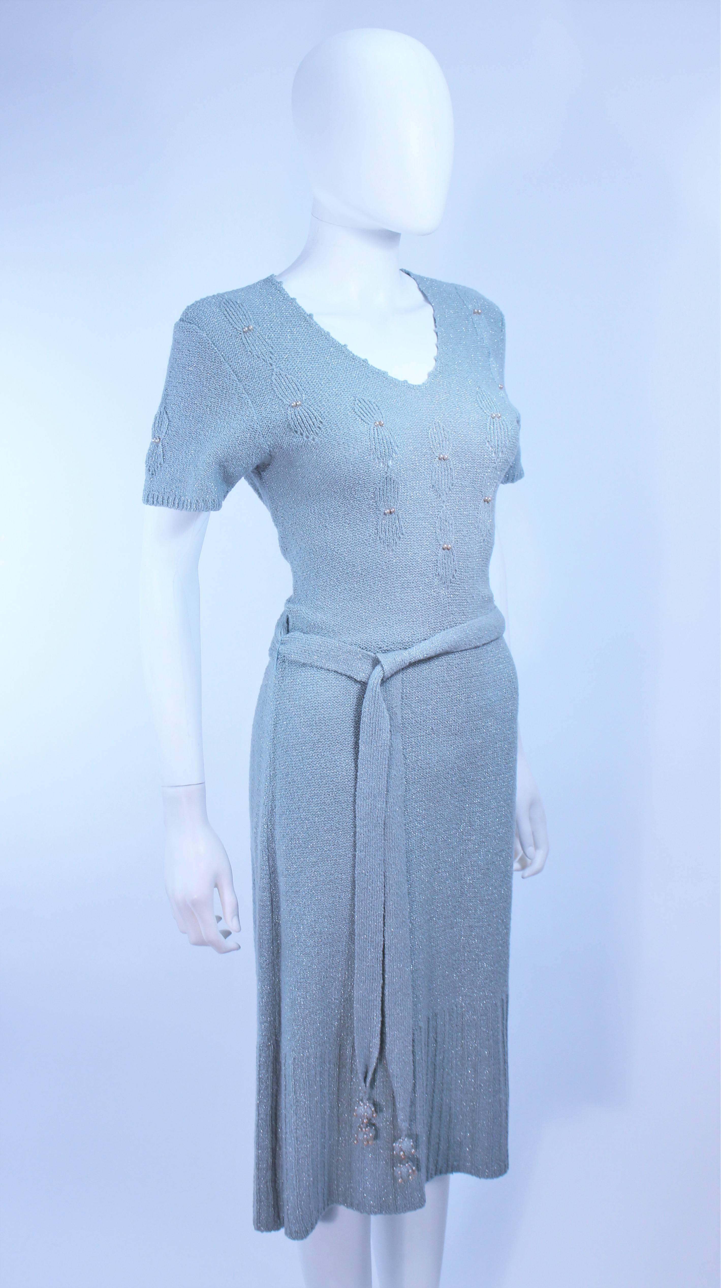 Women's SNYDER 1950's Blue Wool Knit Iridescent Cocktail Dress Size 4 6 For Sale