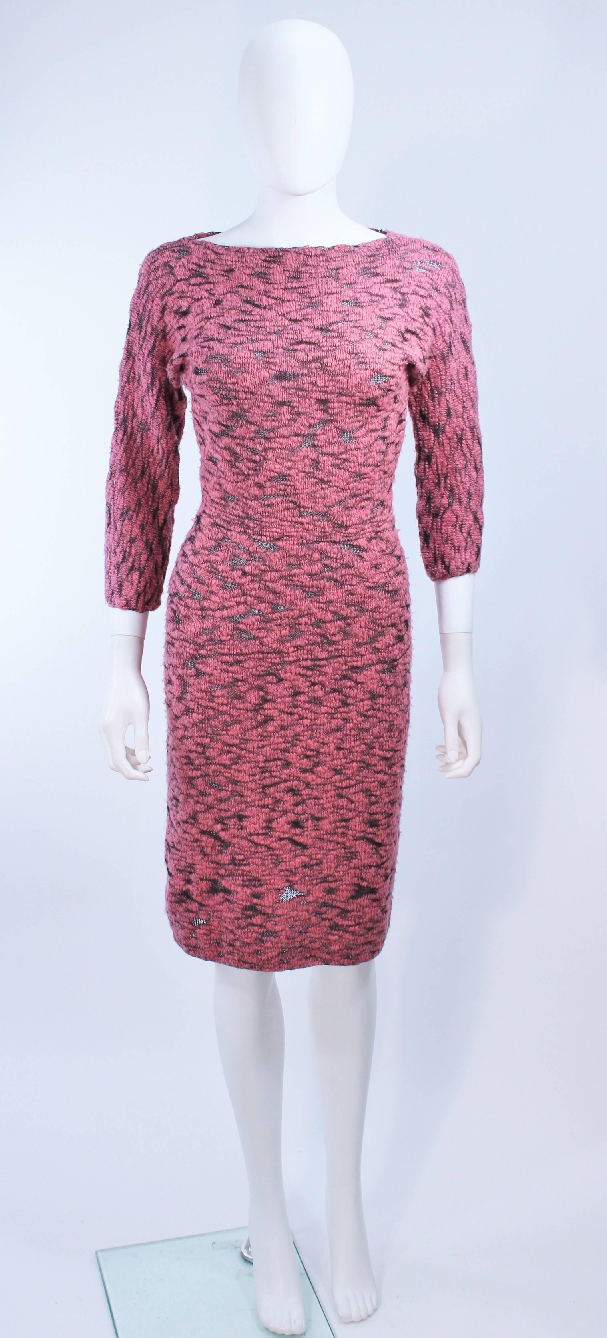 SYDNEY'S BEVERLY HILLS 1960's Pink & Black Stretch Knit Cocktail Dress Size 2 4  For Sale 4