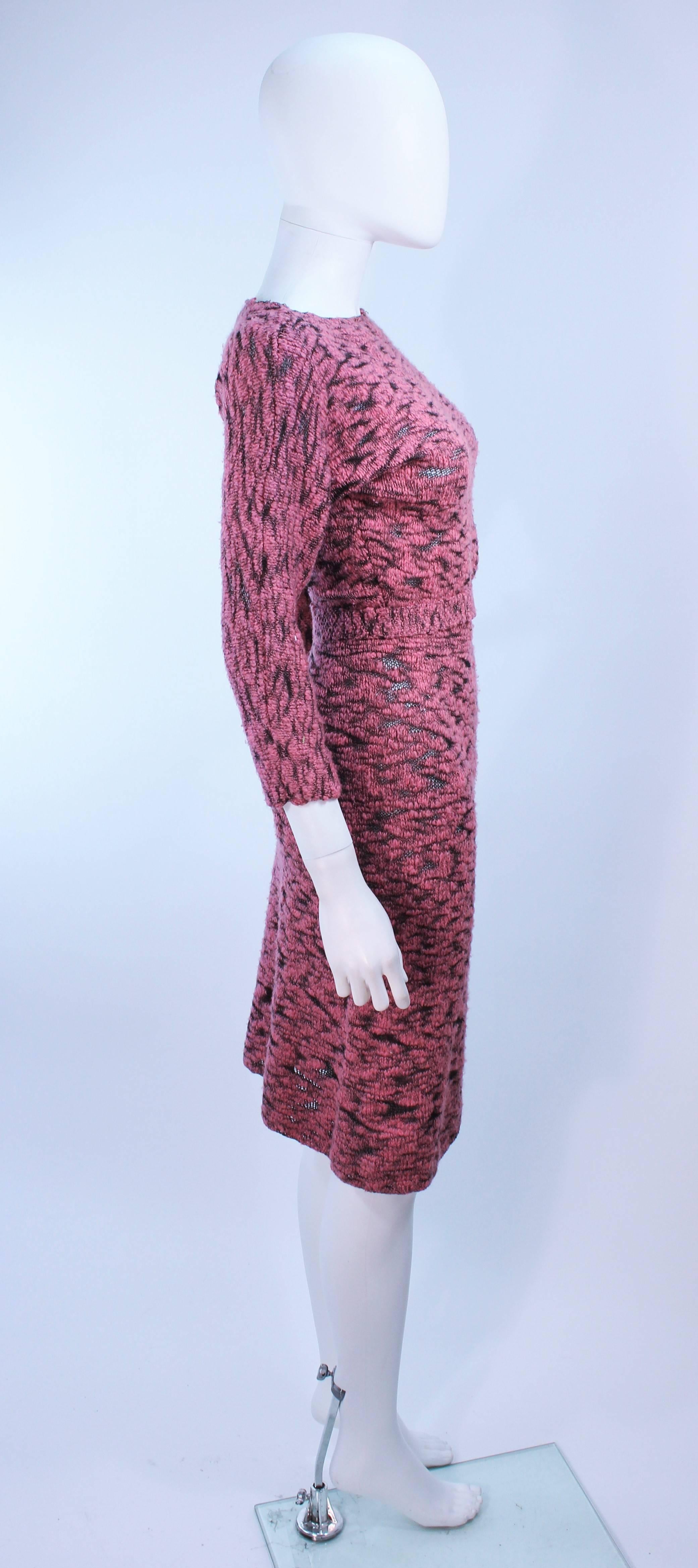 SYDNEY'S BEVERLY HILLS 1960's Pink & Black Stretch Knit Cocktail Dress Size 2 4  For Sale 1