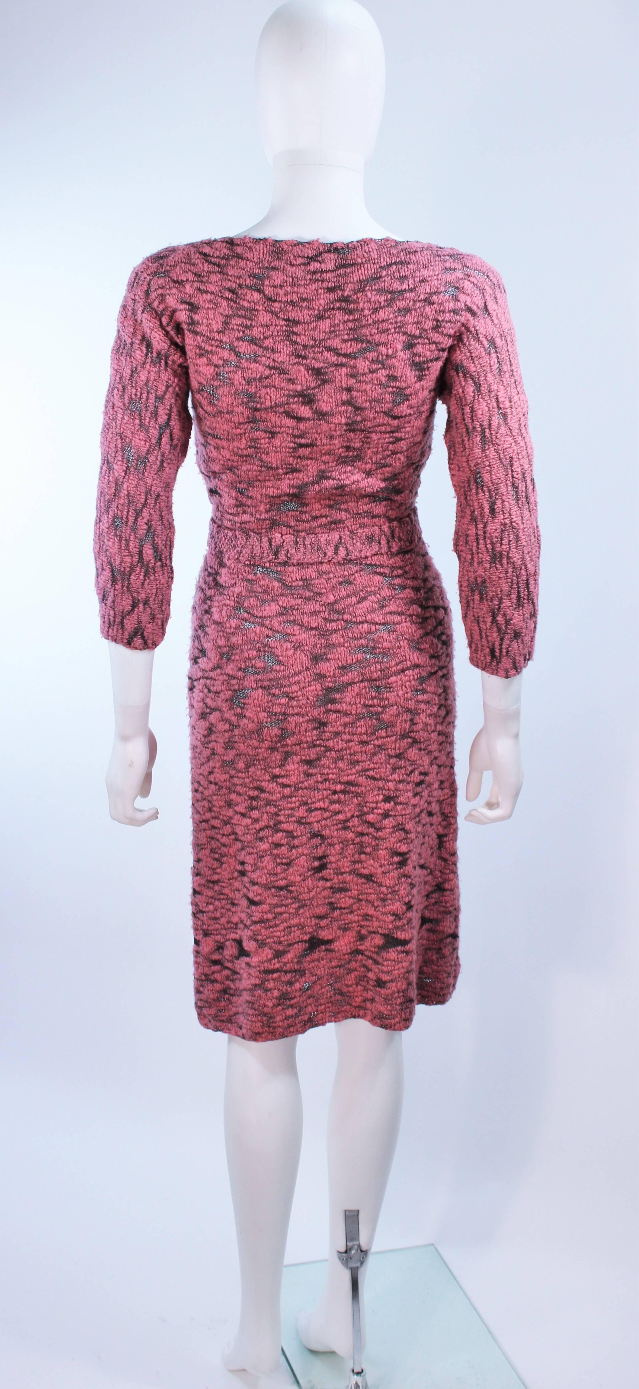 SYDNEY'S BEVERLY HILLS 1960's Pink & Black Stretch Knit Cocktail Dress Size 2 4  For Sale 2