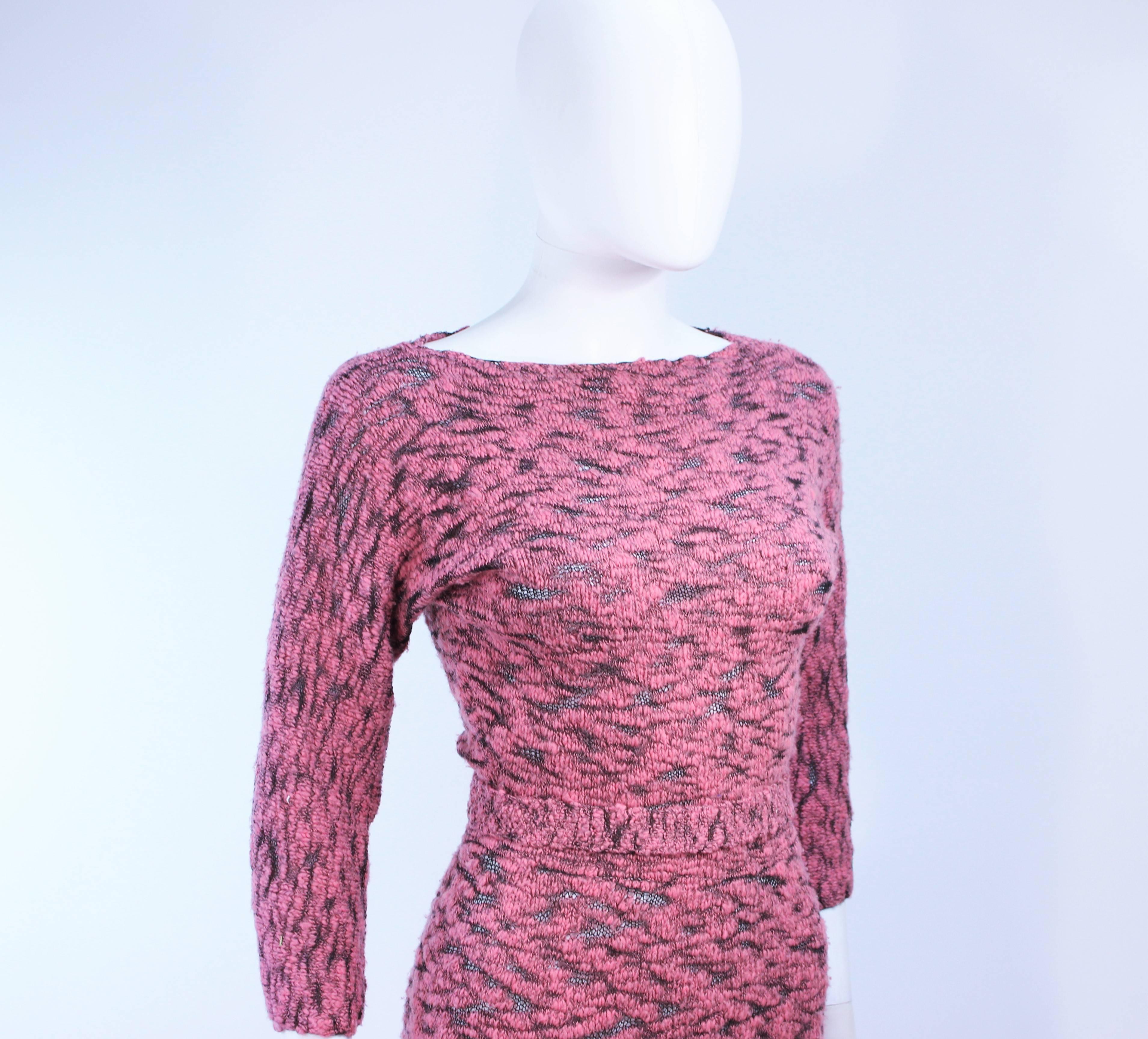 Women's SYDNEY'S BEVERLY HILLS 1960's Pink & Black Stretch Knit Cocktail Dress Size 2 4  For Sale