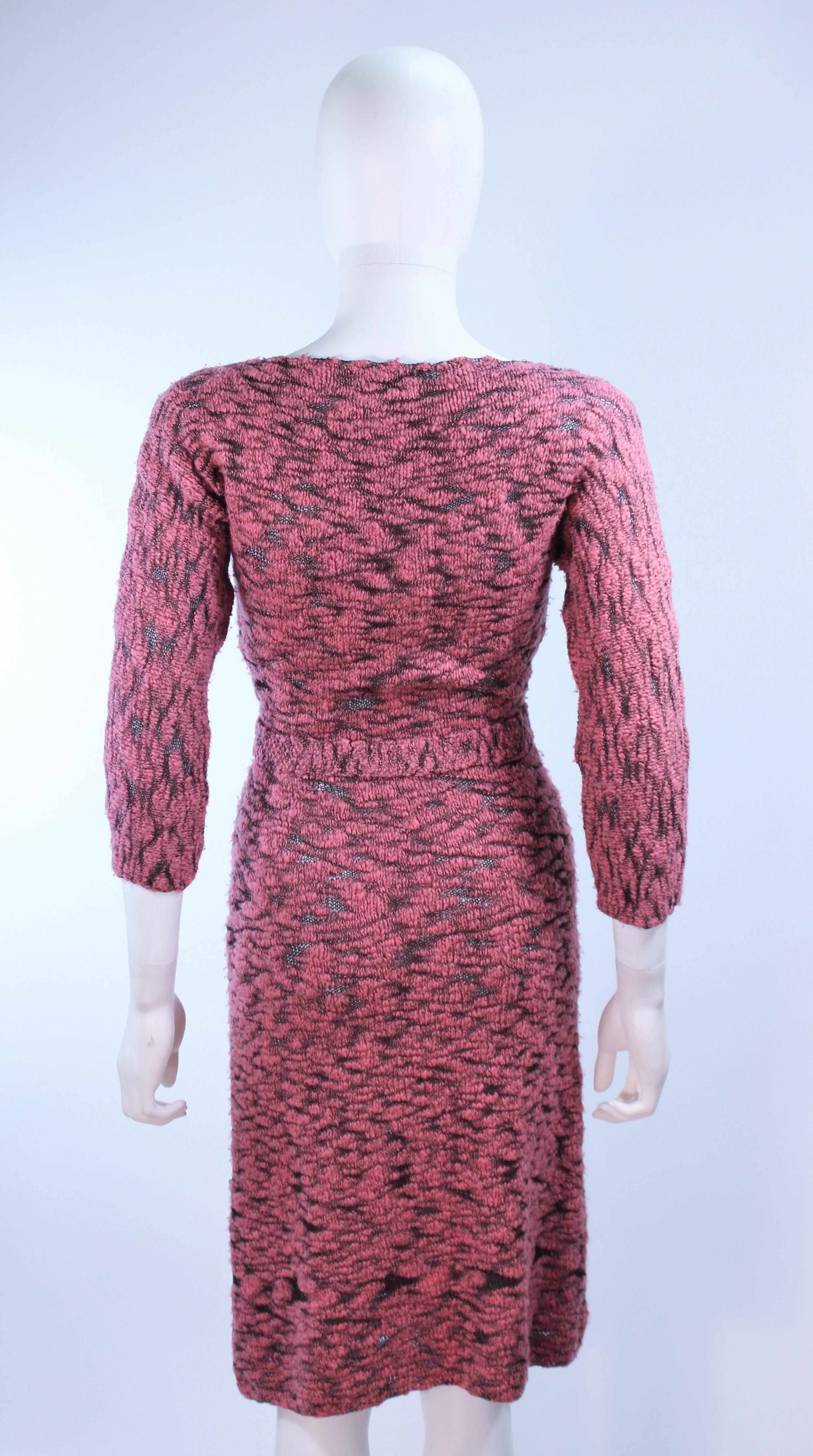 SYDNEY'S BEVERLY HILLS 1960's Pink & Black Stretch Knit Cocktail Dress Size 2 4  For Sale 3