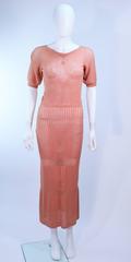 1940's Terracotta Crochet Tea Length Knit Dress Size 2 4