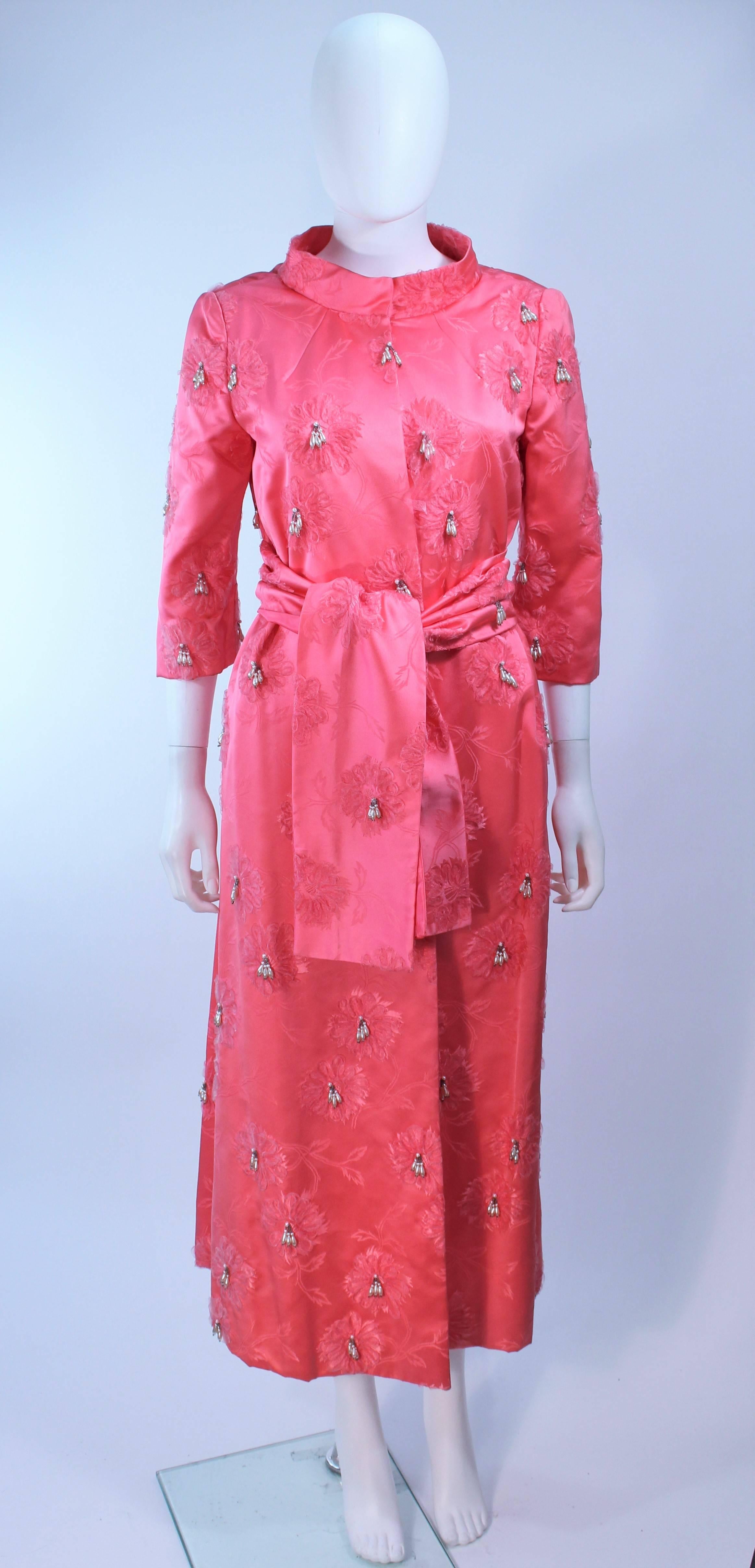 Women's Pink 1950's Silk Beaded Opera Coat Size 6  For Sale