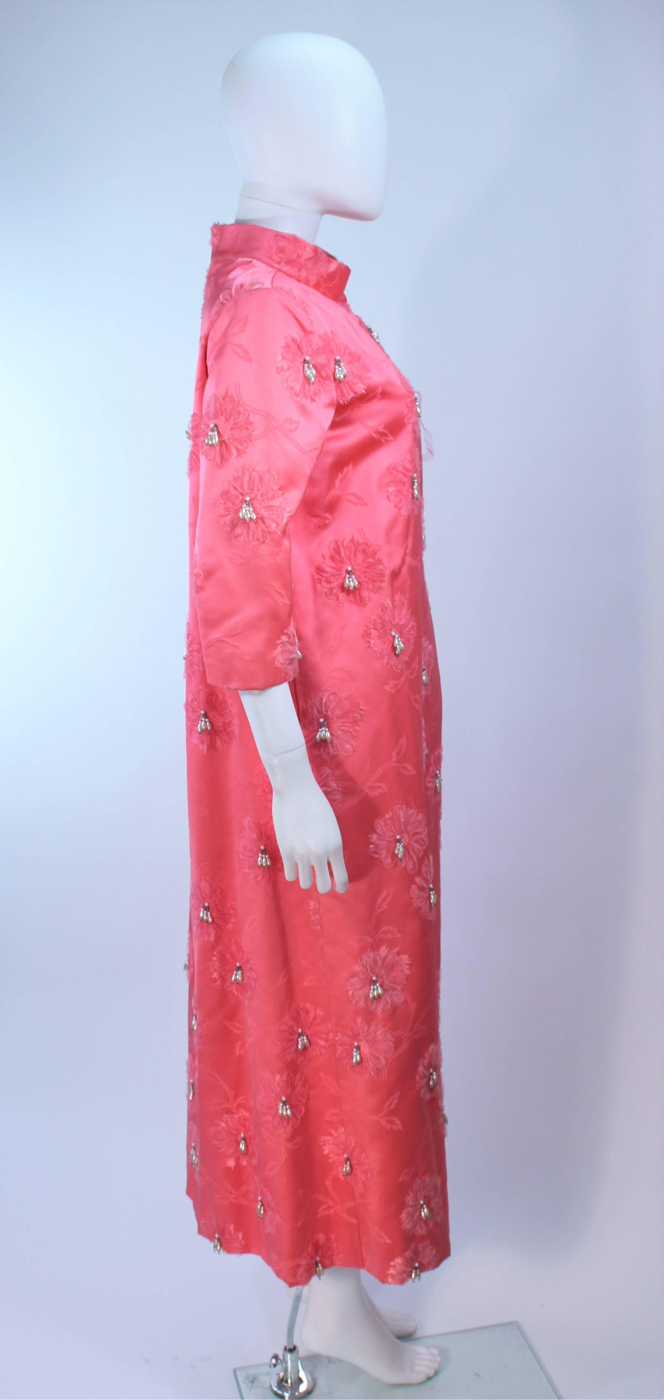 Pink 1950's Silk Beaded Opera Coat Size 6  For Sale 2