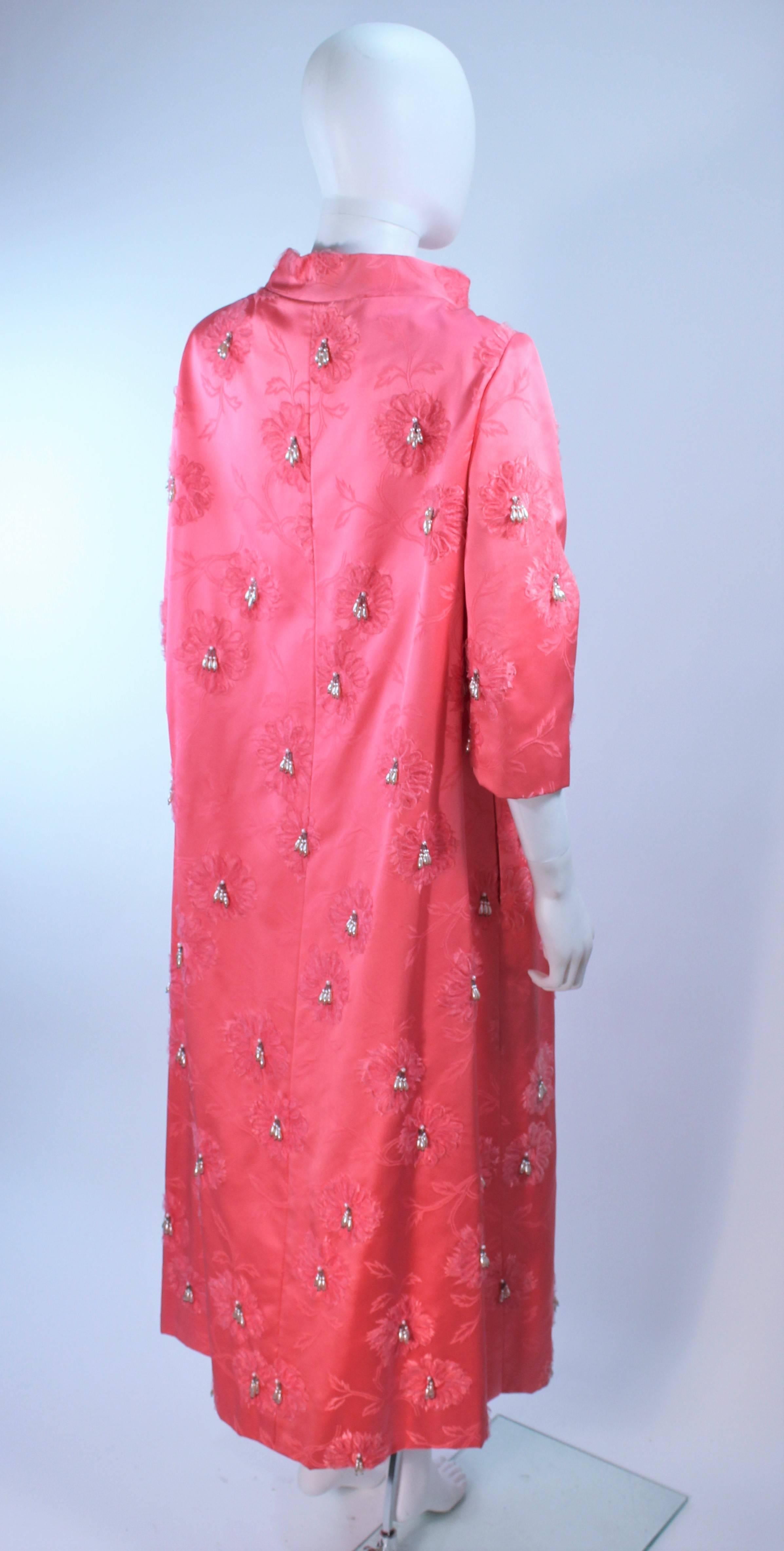 Pink 1950's Silk Beaded Opera Coat Size 6  For Sale 3