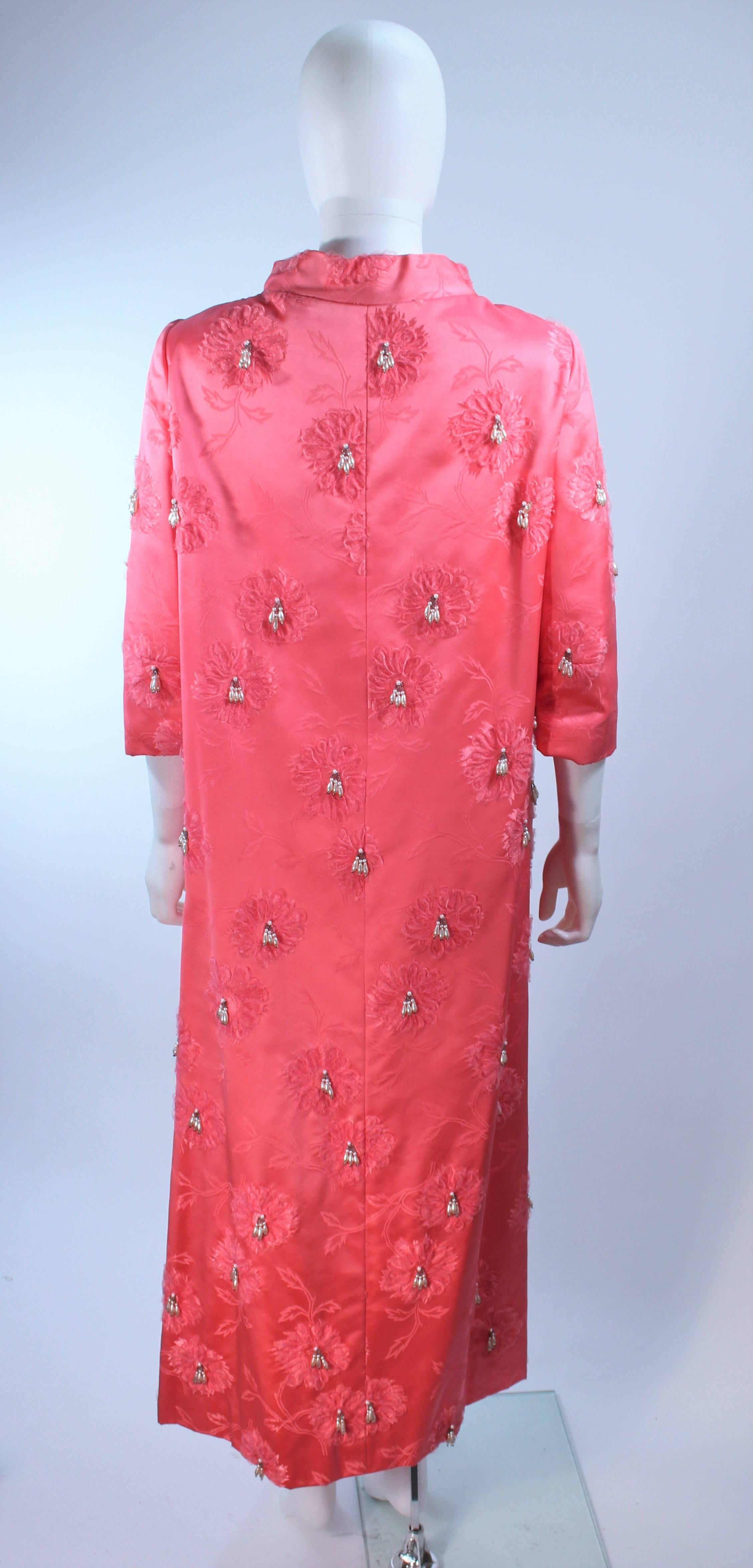 Pink 1950's Silk Beaded Opera Coat Size 6  For Sale 4