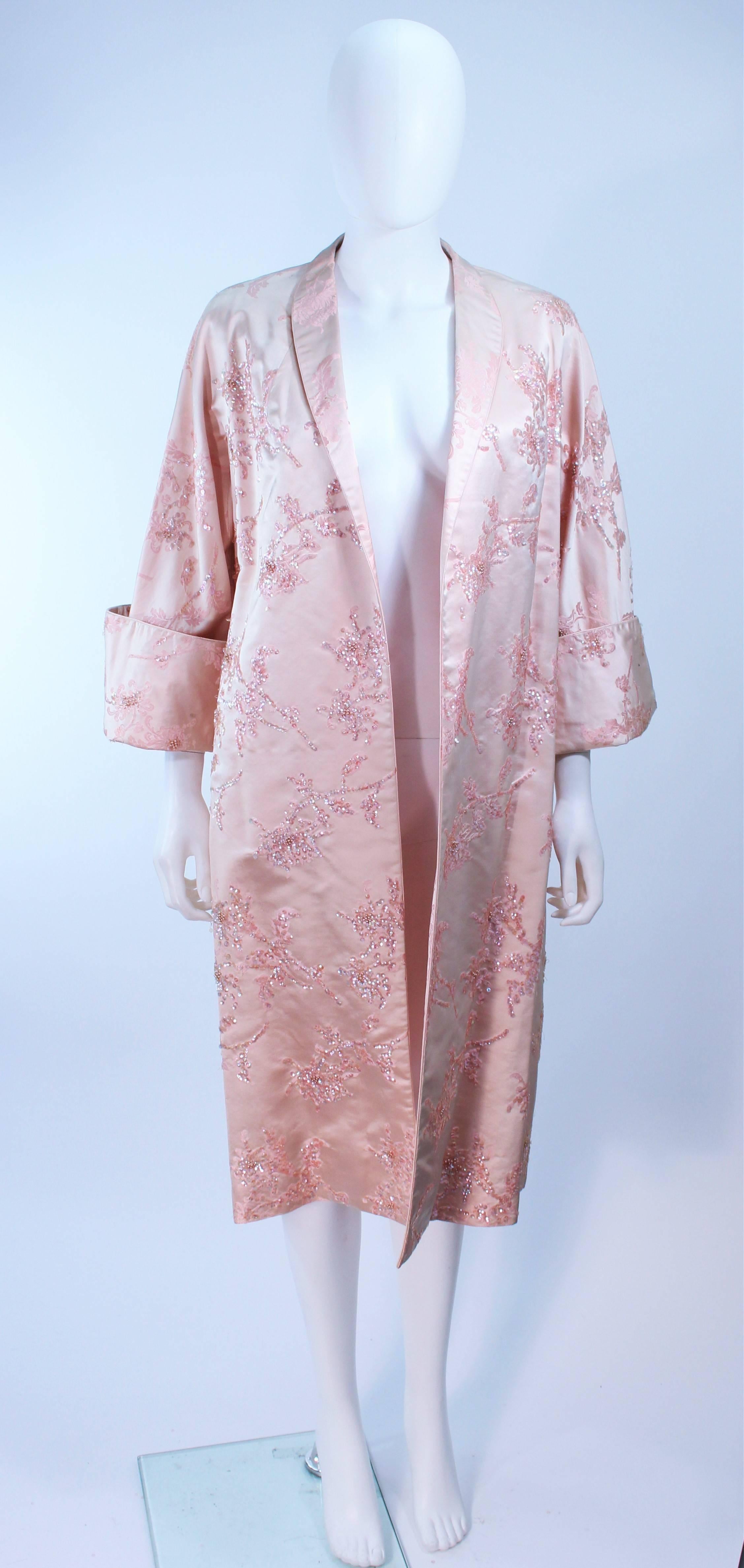 CLEMO 1950's Pink Silk Sequin Cocktail Dress and Coat Ensemble Size 4 4
