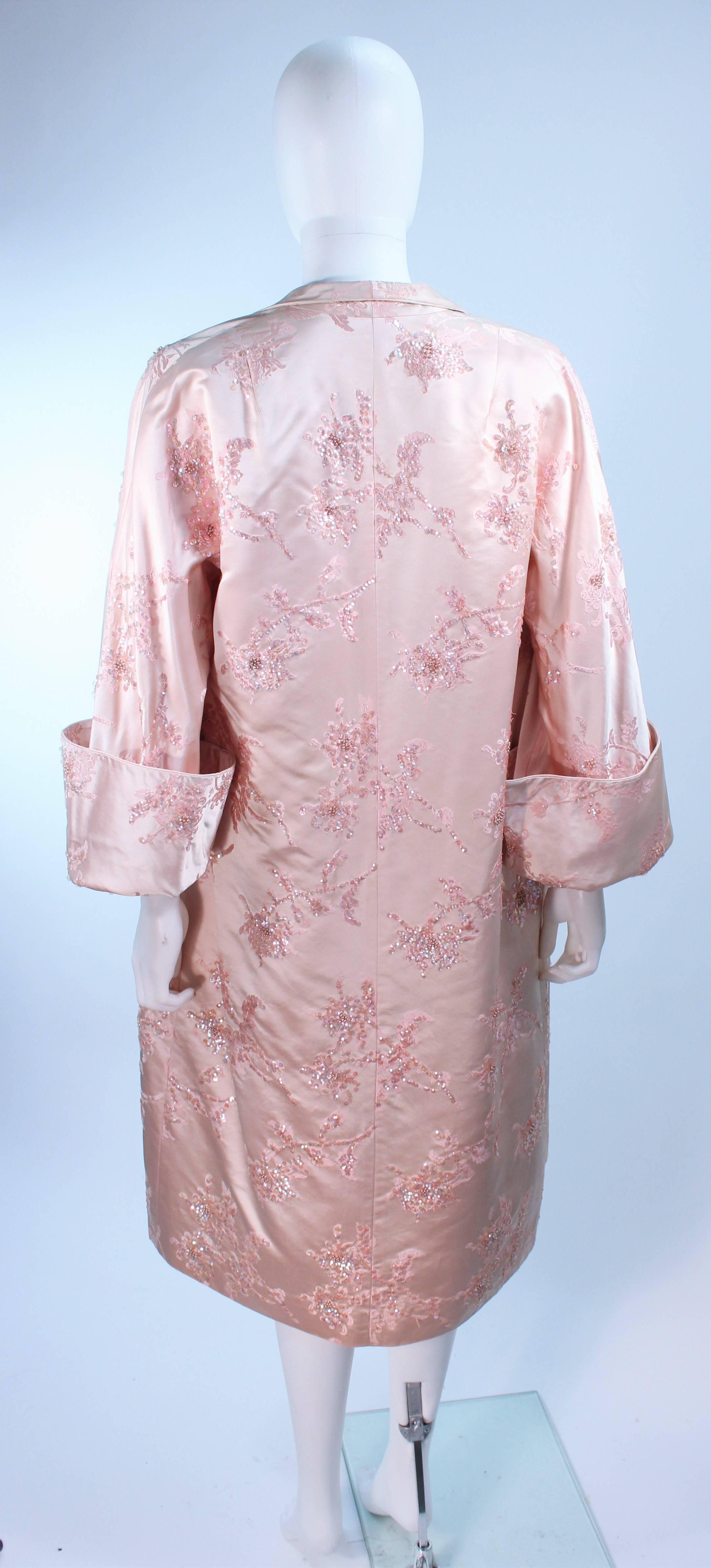 CLEMO 1950's Pink Silk Sequin Cocktail Dress and Coat Ensemble Size 4 3