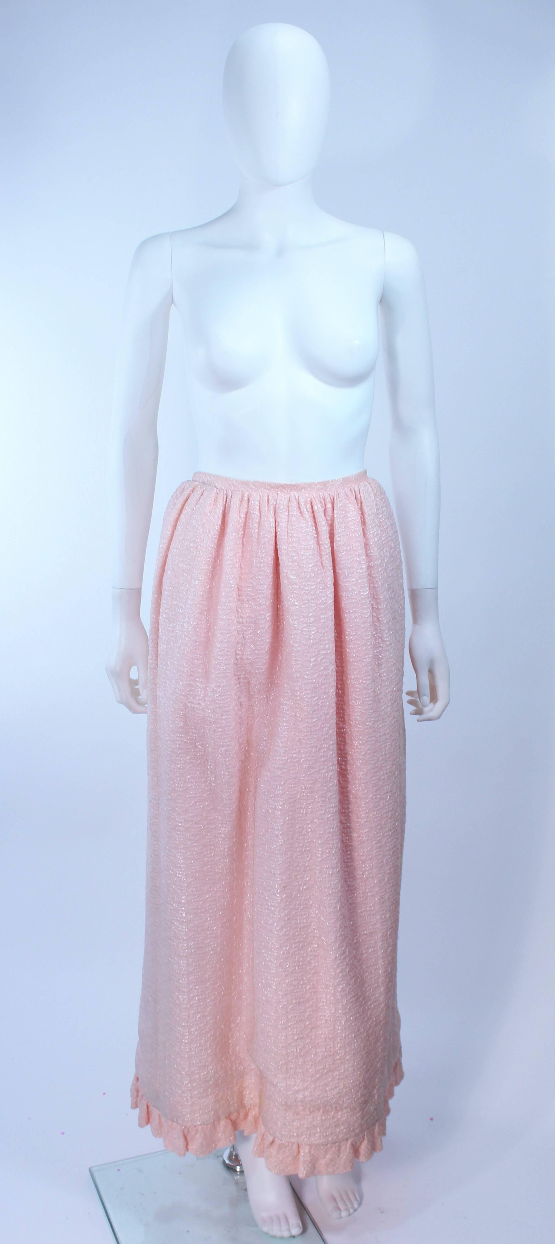 COURREGES COUTURE Pink Iridescent Crystal Button Skirt & Blouse Ensemble Size 2 For Sale 3