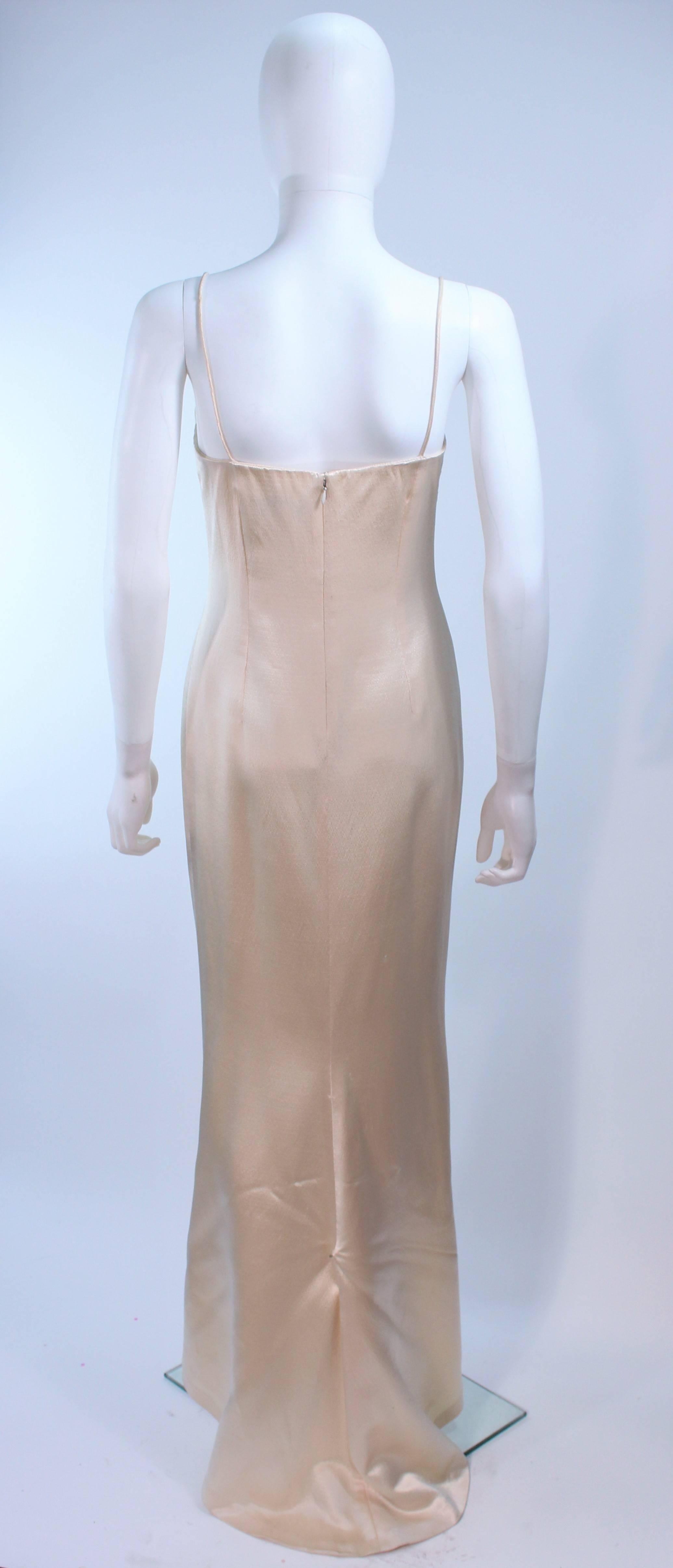 FRED HAYMAN Off White Wool & Silk Top Stitch Gown Size 6 8 In Excellent Condition For Sale In Los Angeles, CA