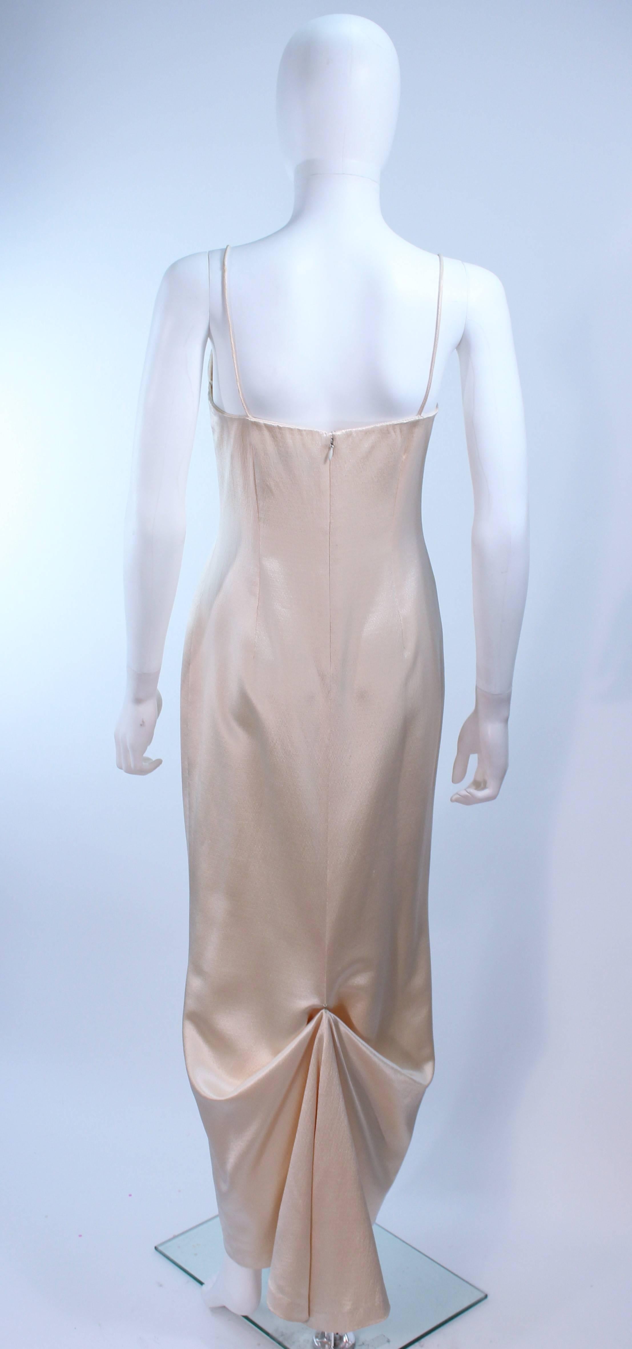 Gray FRED HAYMAN Off White Wool & Silk Top Stitch Gown Size 6 8 For Sale