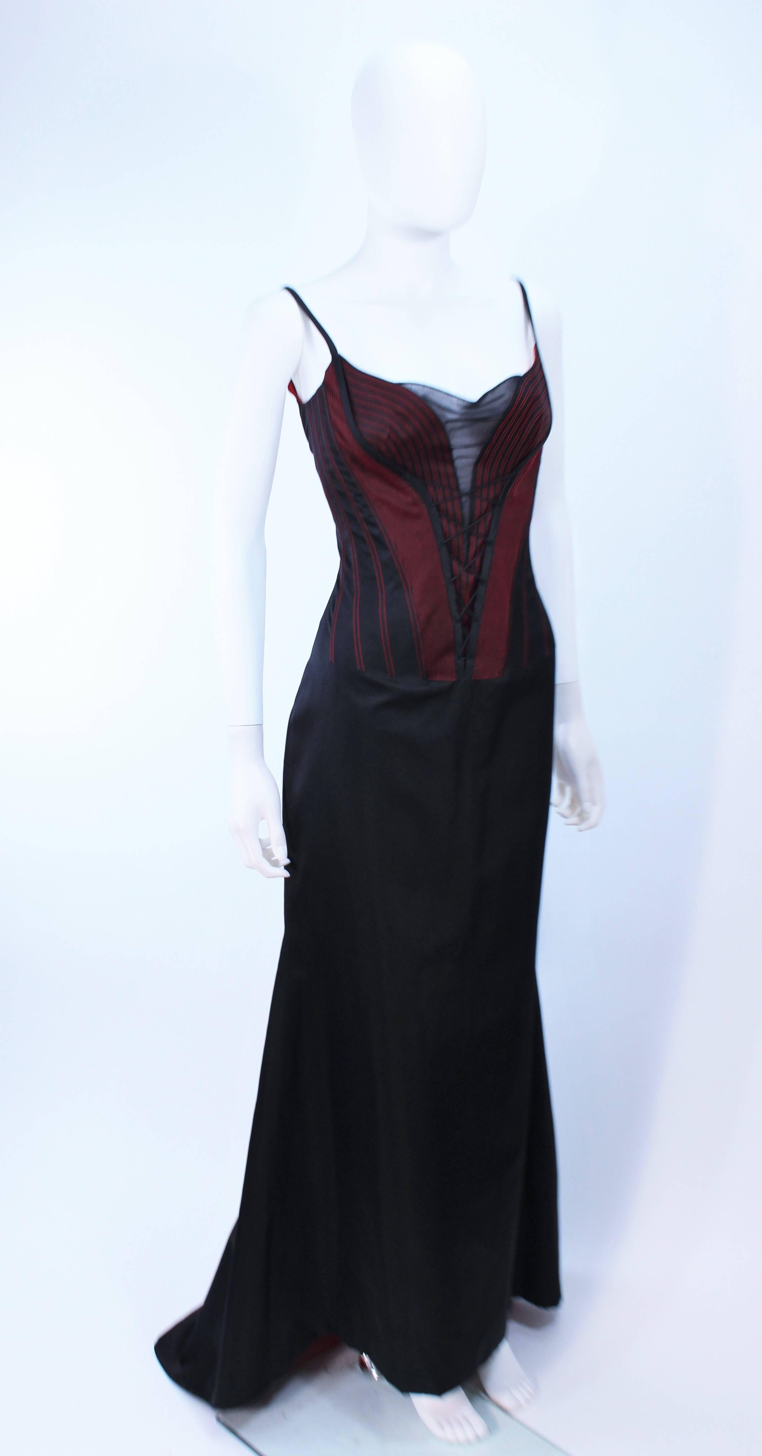 vintage richard tyler black silk net stripe gown