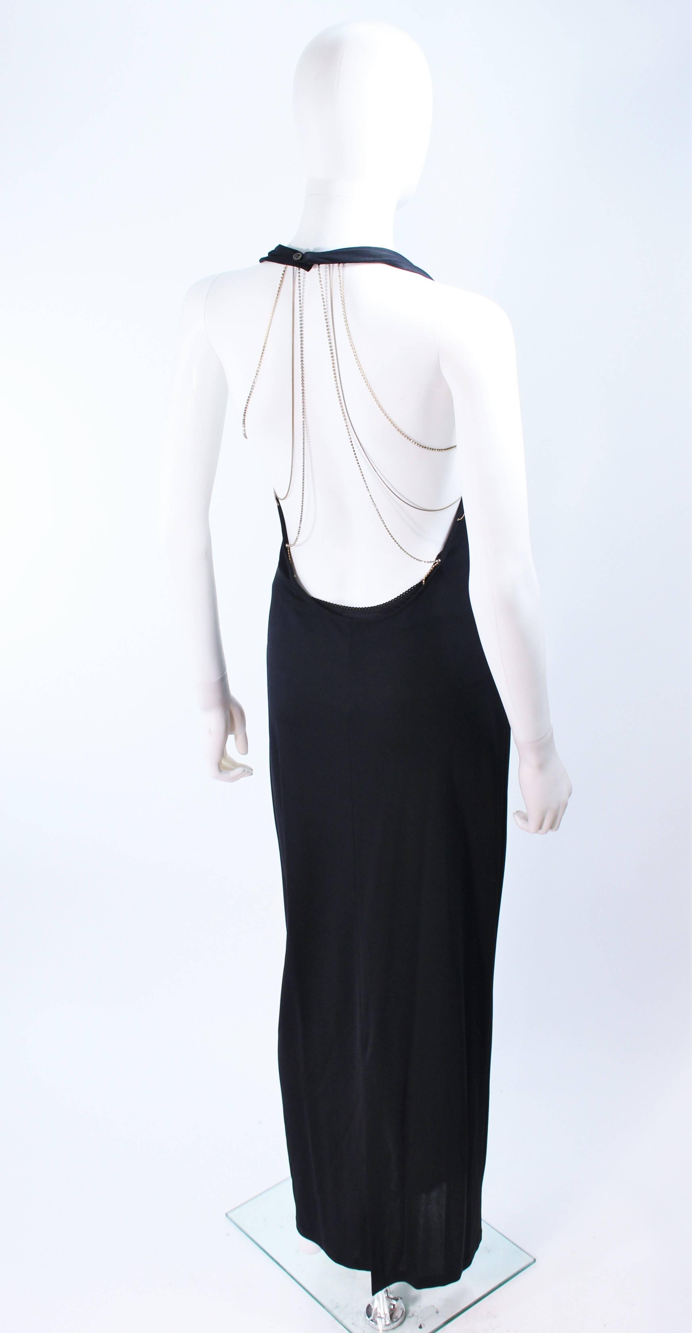 LA PERLA Black Gown with Molded Bust and Chain Back Size 6 8 In Excellent Condition In Los Angeles, CA