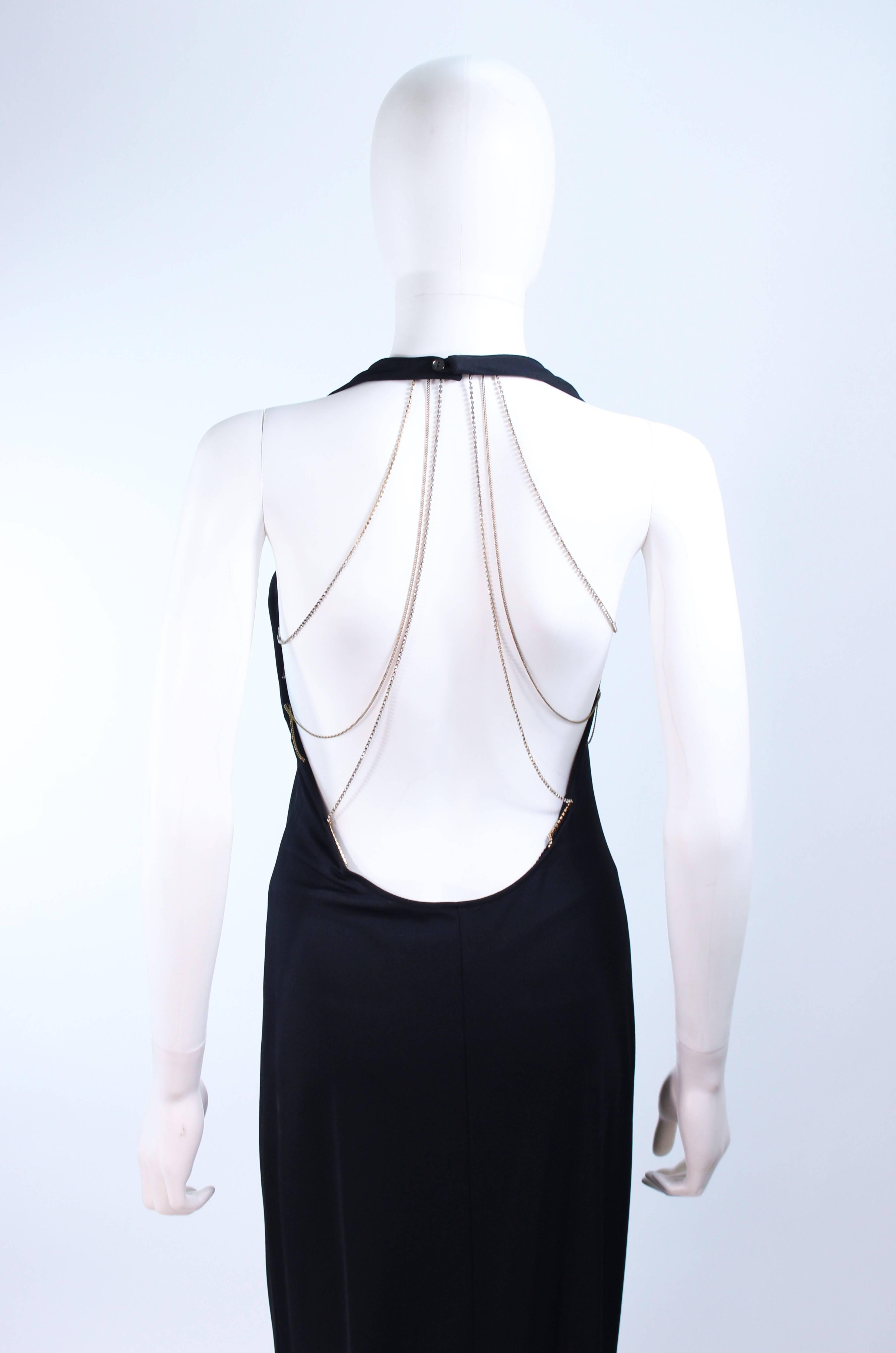 LA PERLA Black Gown with Molded Bust and Chain Back Size 6 8 1