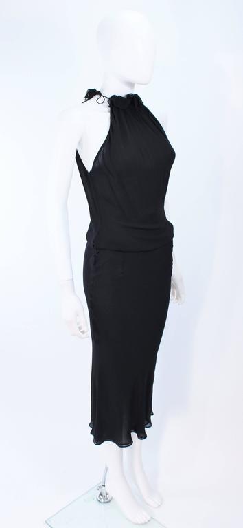 UNGARO FEVER Black Silk Chiffon Bias Cut Halter Dress with Ruffle Size ...