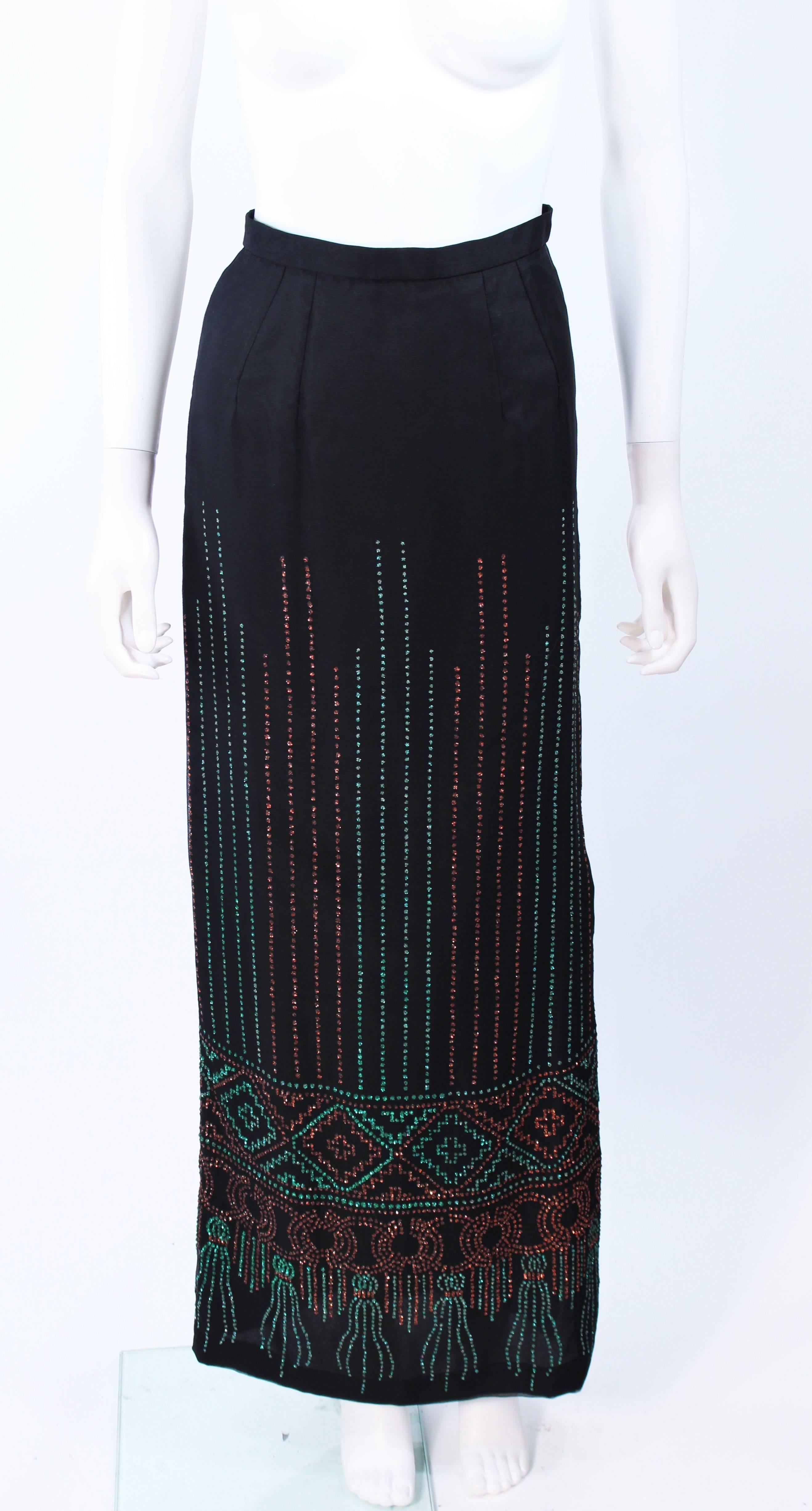 Custom 1970's Black Three Piece Sequin Applique Pantsuit Ensemble Size 0 For Sale 5