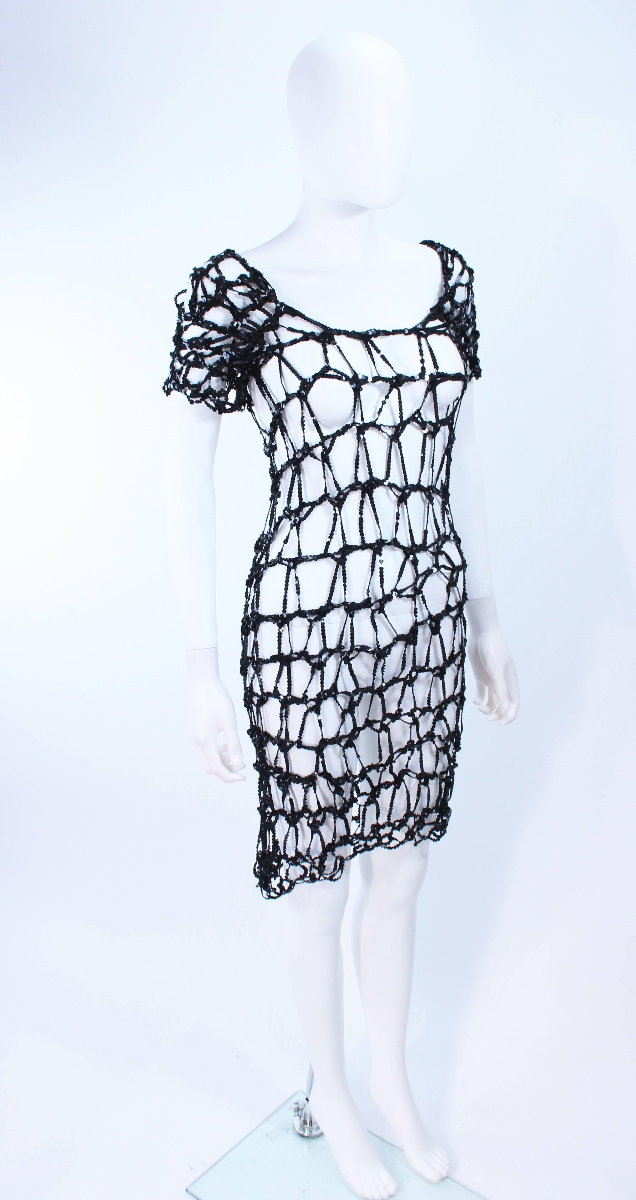 Purple Vintage Black Sequin Cage Dress Size Small to Medium For Sale