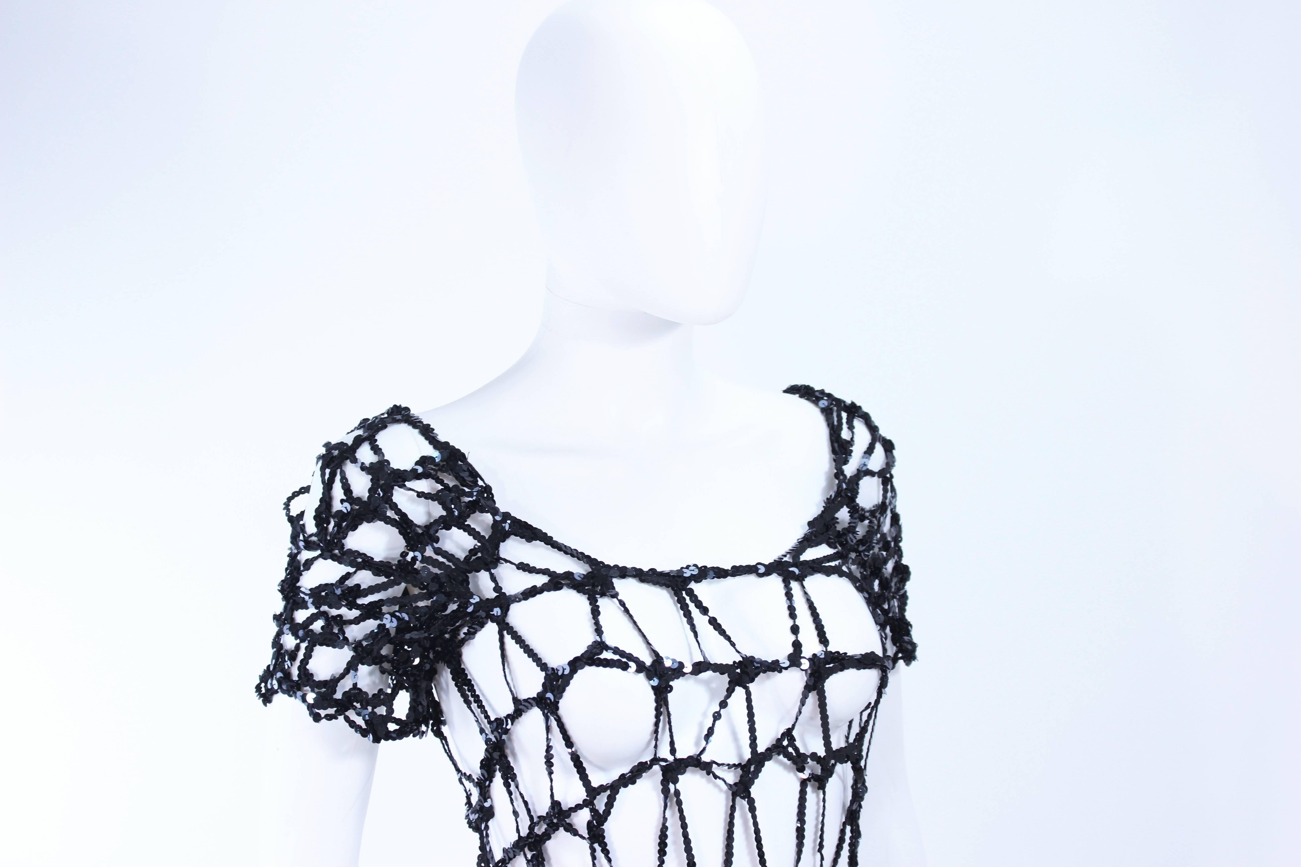 Vintage Black Sequin Cage Dress Size Small to Medium In Excellent Condition For Sale In Los Angeles, CA
