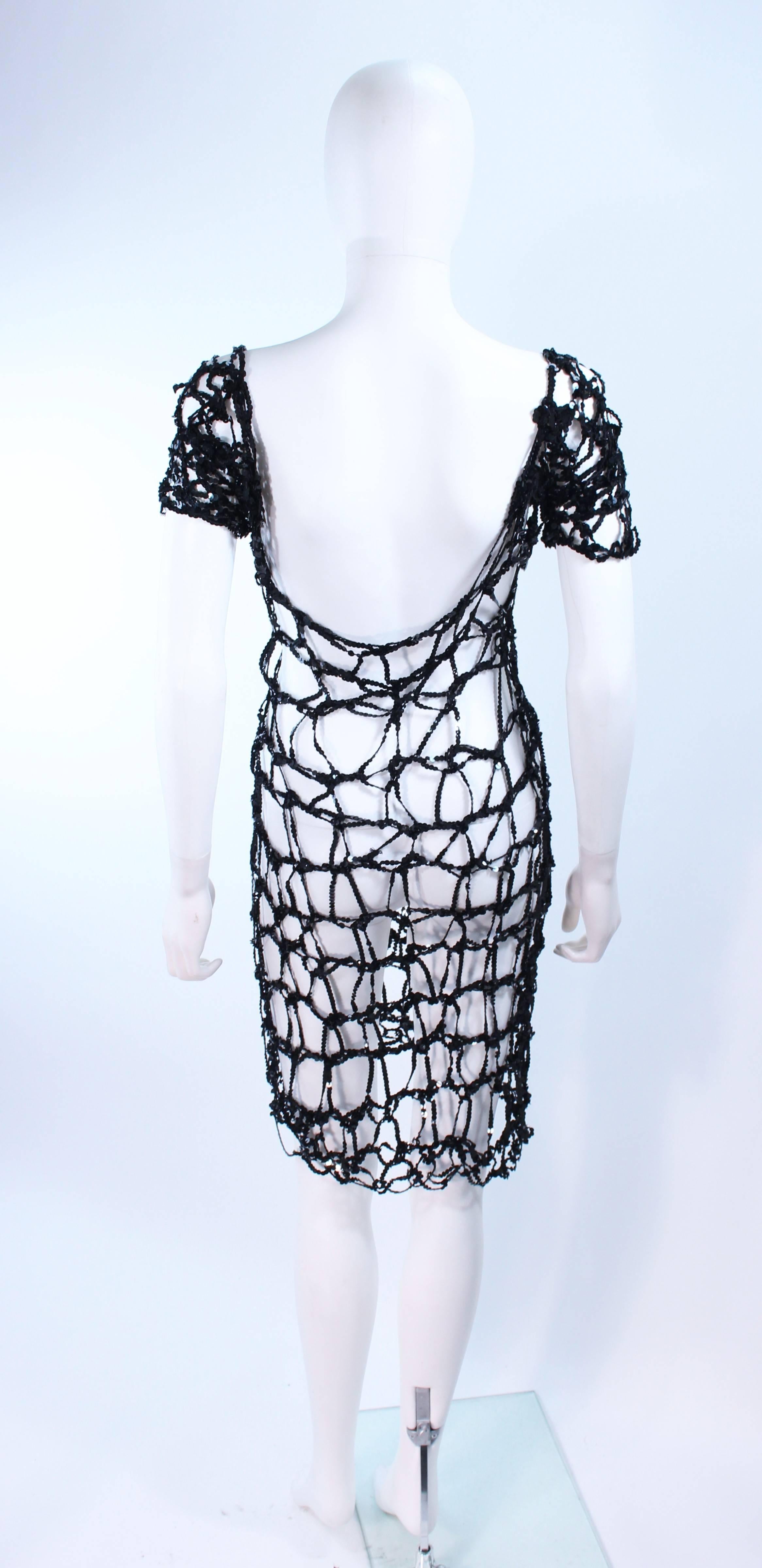 Vintage Black Sequin Cage Dress Size Small to Medium For Sale 2