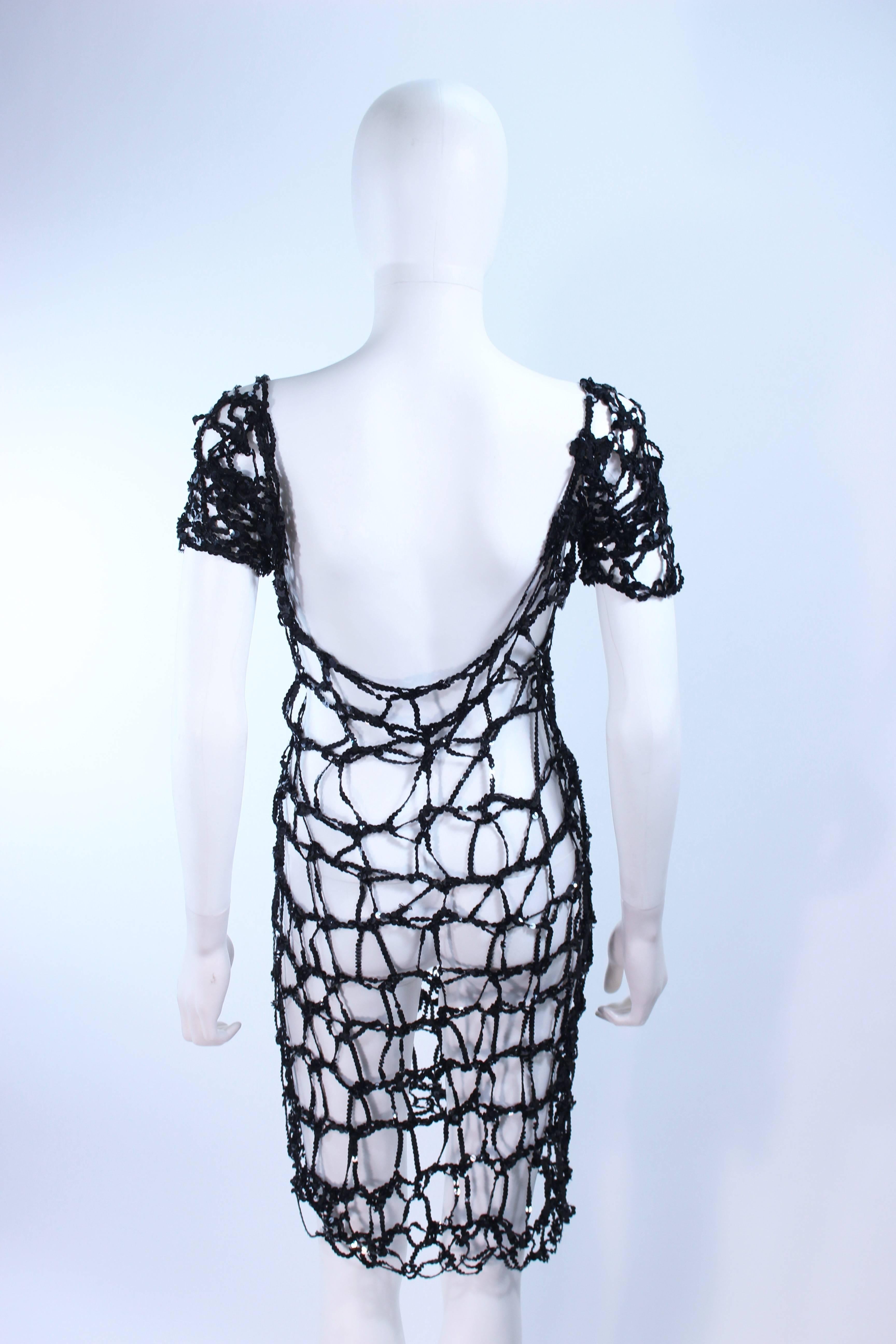 Vintage Black Sequin Cage Dress Size Small to Medium For Sale 3