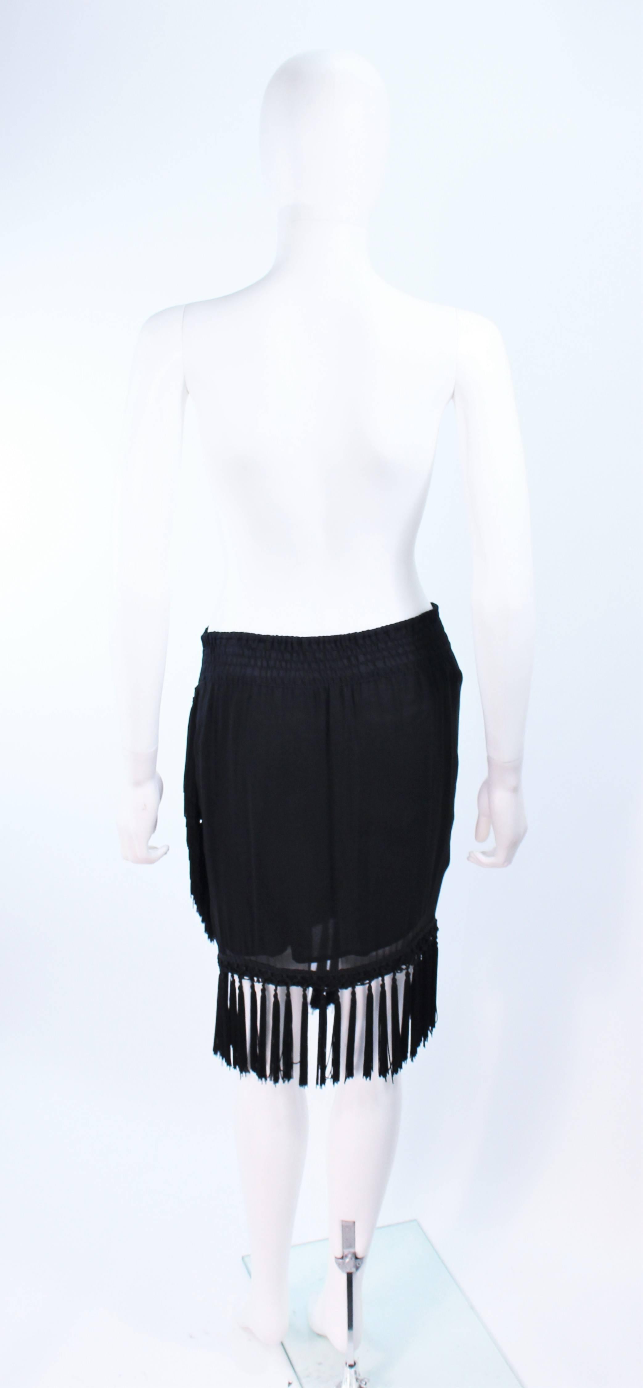 DIANE FREZ Black Chiffon Wrap Skirt with Tassels Size 4 6 For Sale 4