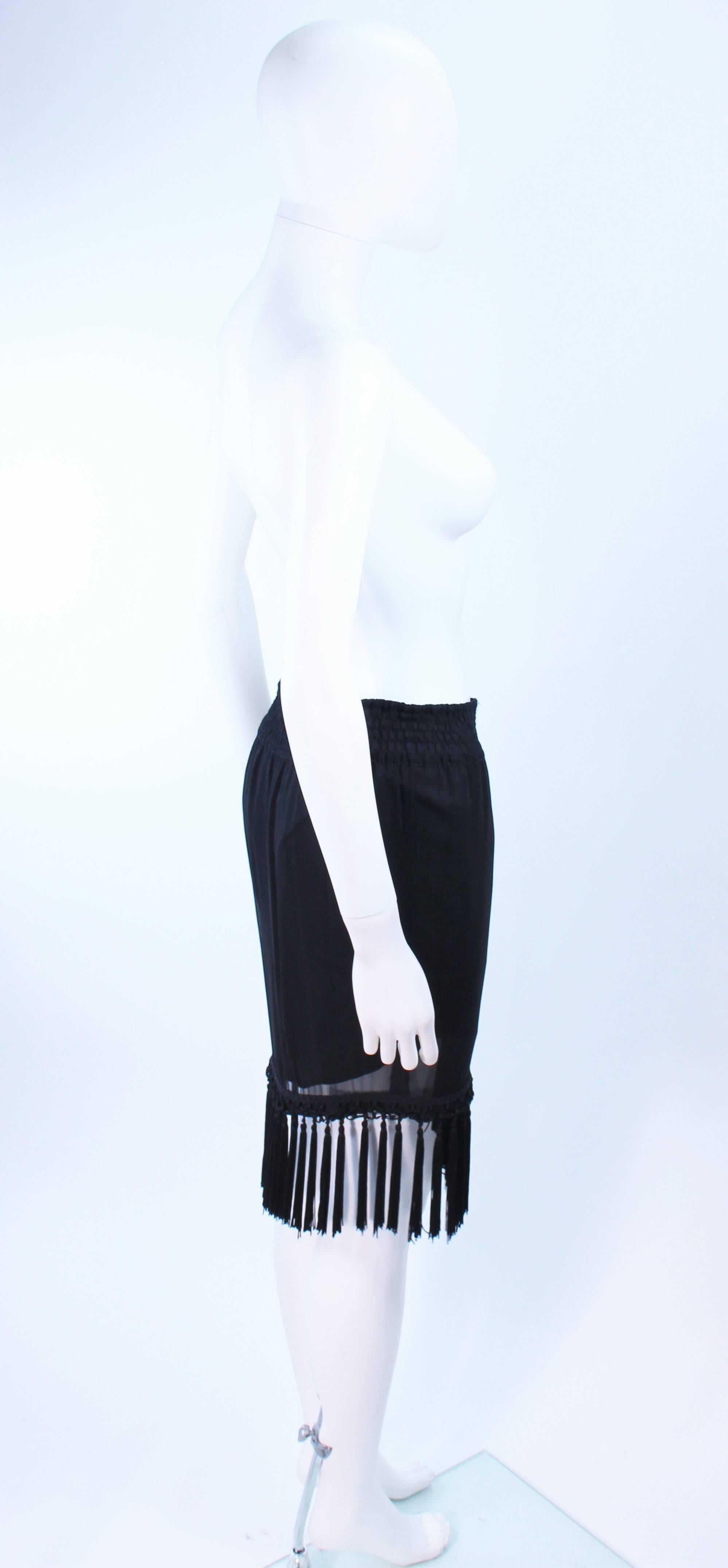 DIANE FREZ Black Chiffon Wrap Skirt with Tassels Size 4 6 For Sale 3
