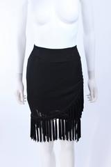 DIANE FREZ Black Chiffon Wrap Skirt with Tassels Size 4 6