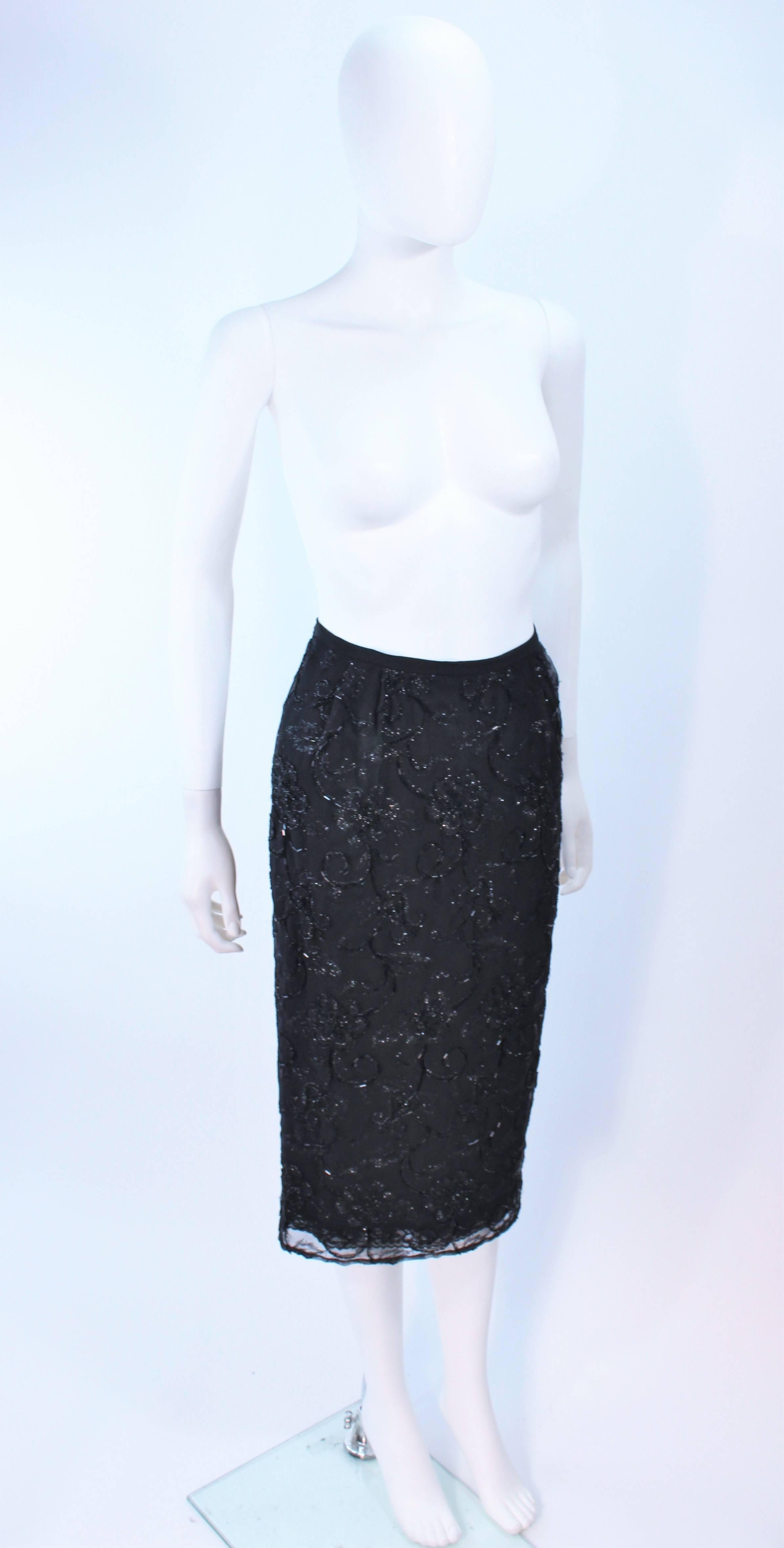 Women's GIORGIO ST' ANGELO 1980's Black Beaded Silk Skirt 6 8 For Sale
