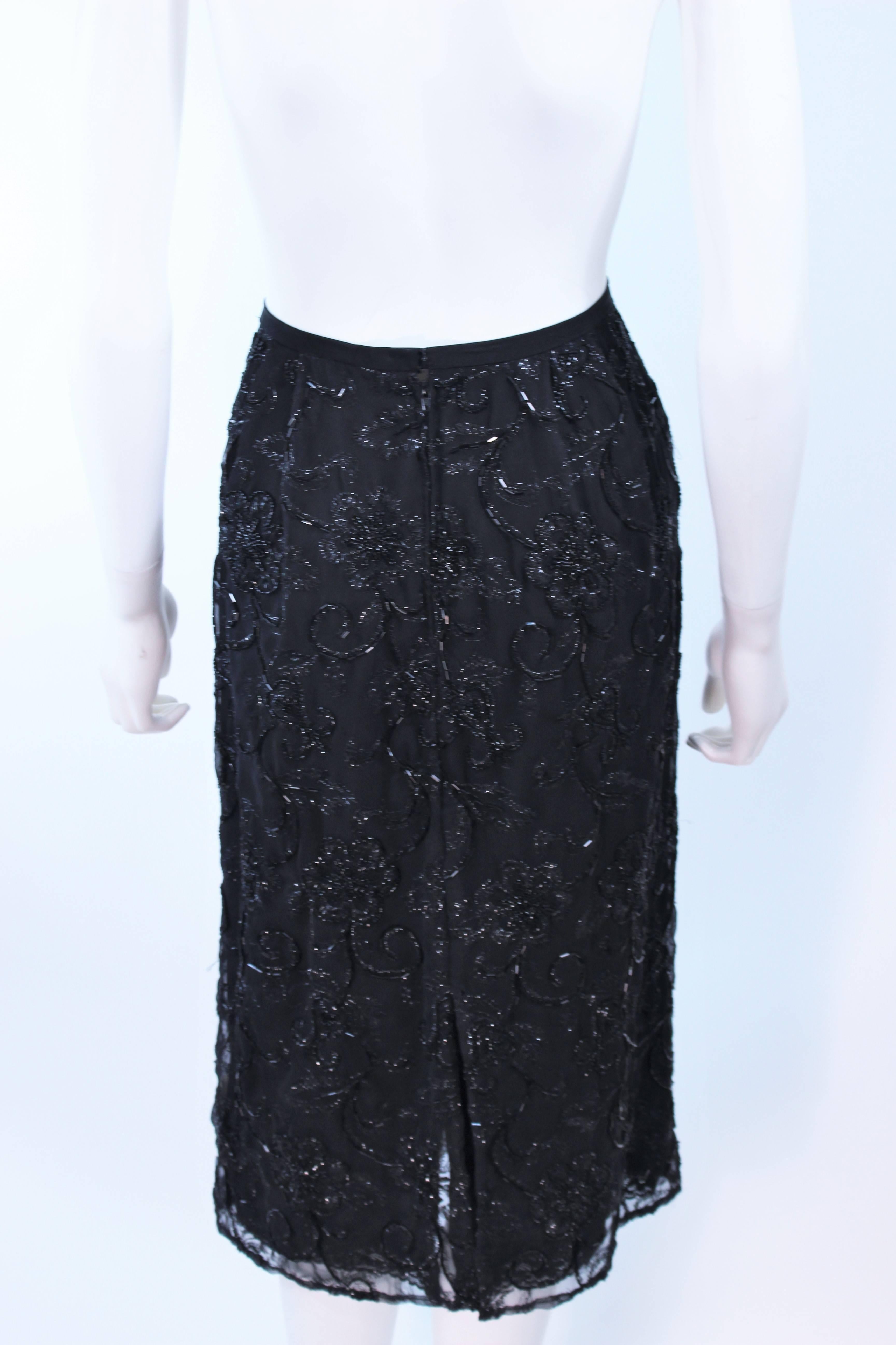 GIORGIO ST' ANGELO 1980's Black Beaded Silk Skirt 6 8 For Sale 5