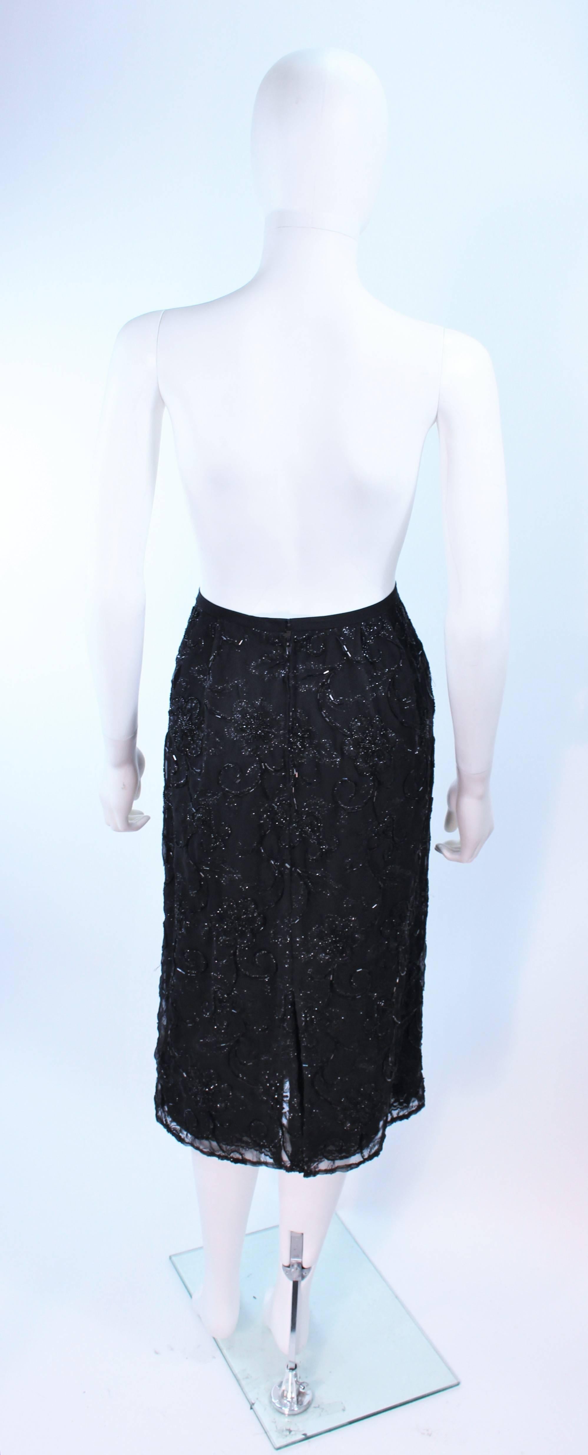 GIORGIO ST' ANGELO 1980's Black Beaded Silk Skirt 6 8 For Sale 4