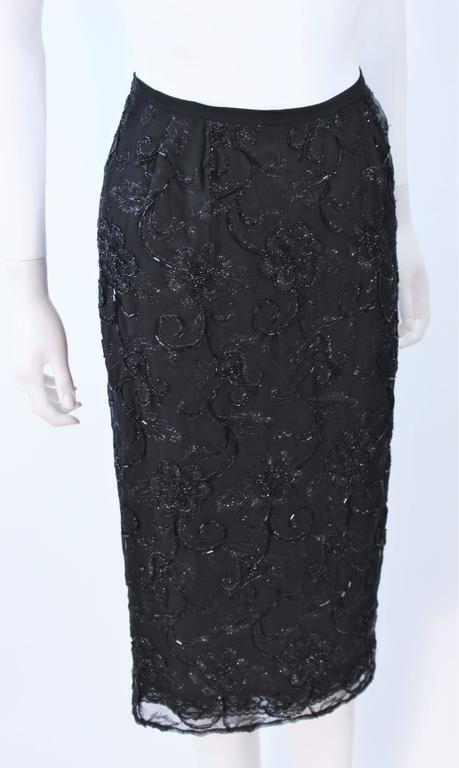 GIORGIO ST' ANGELO 1980's Black Beaded Silk Skirt 6 8 For Sale at 1stDibs