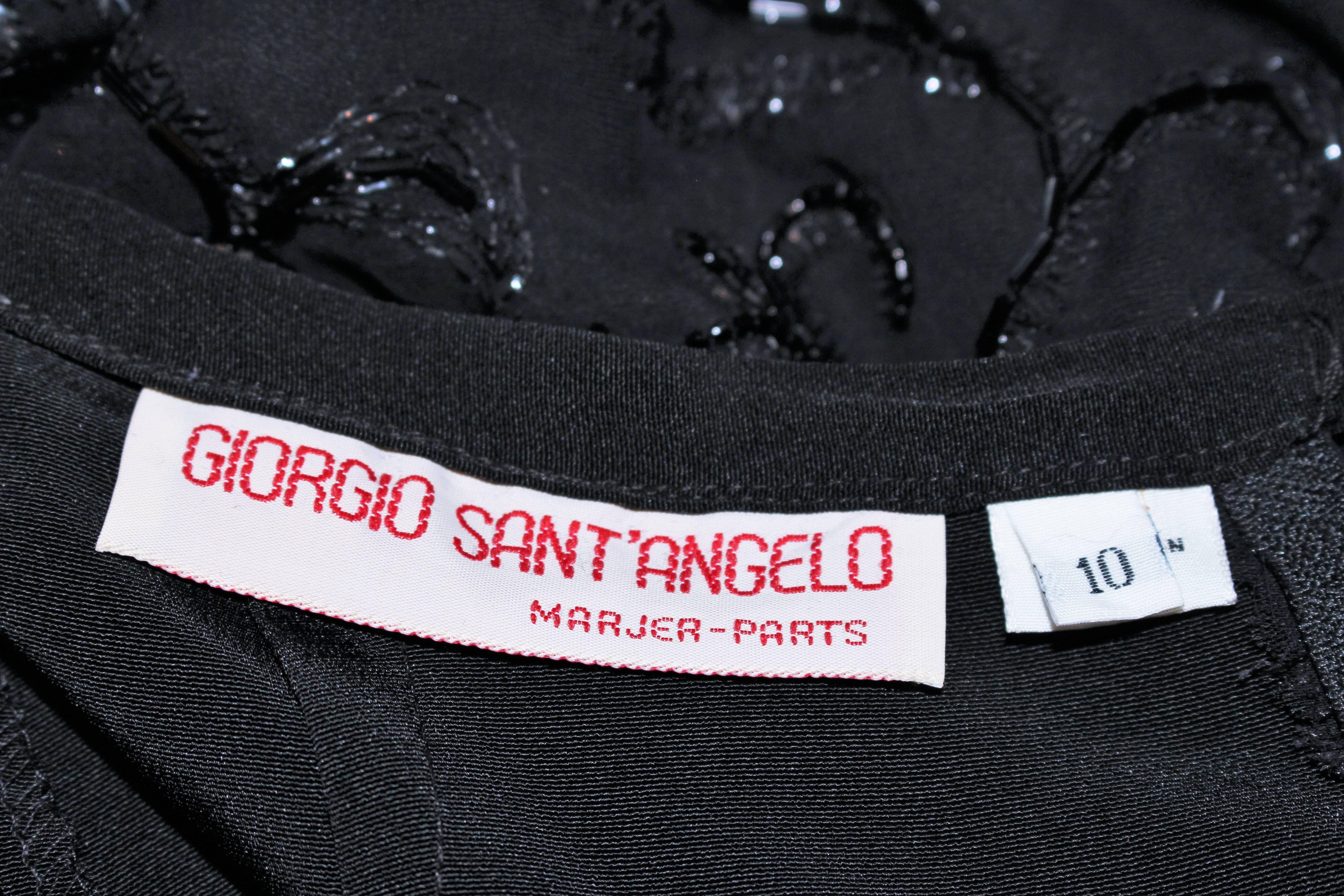 GIORGIO ST' ANGELO Jupe en soie noire perlée des années 1980 Taille 6/8 en vente 5