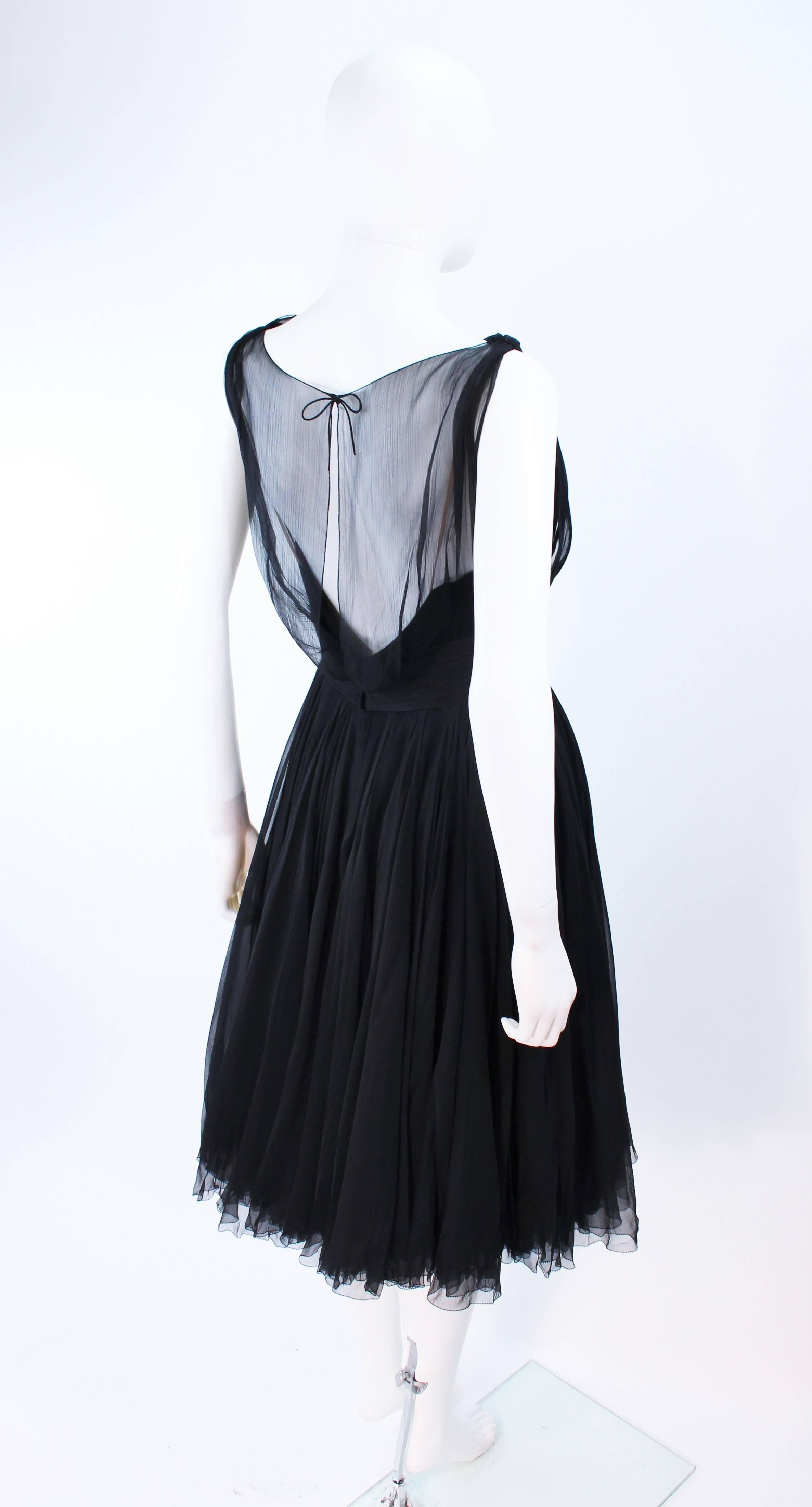 GALANOS Black Silk Chiffon Draped Cocktail Dress Size 2  For Sale 4