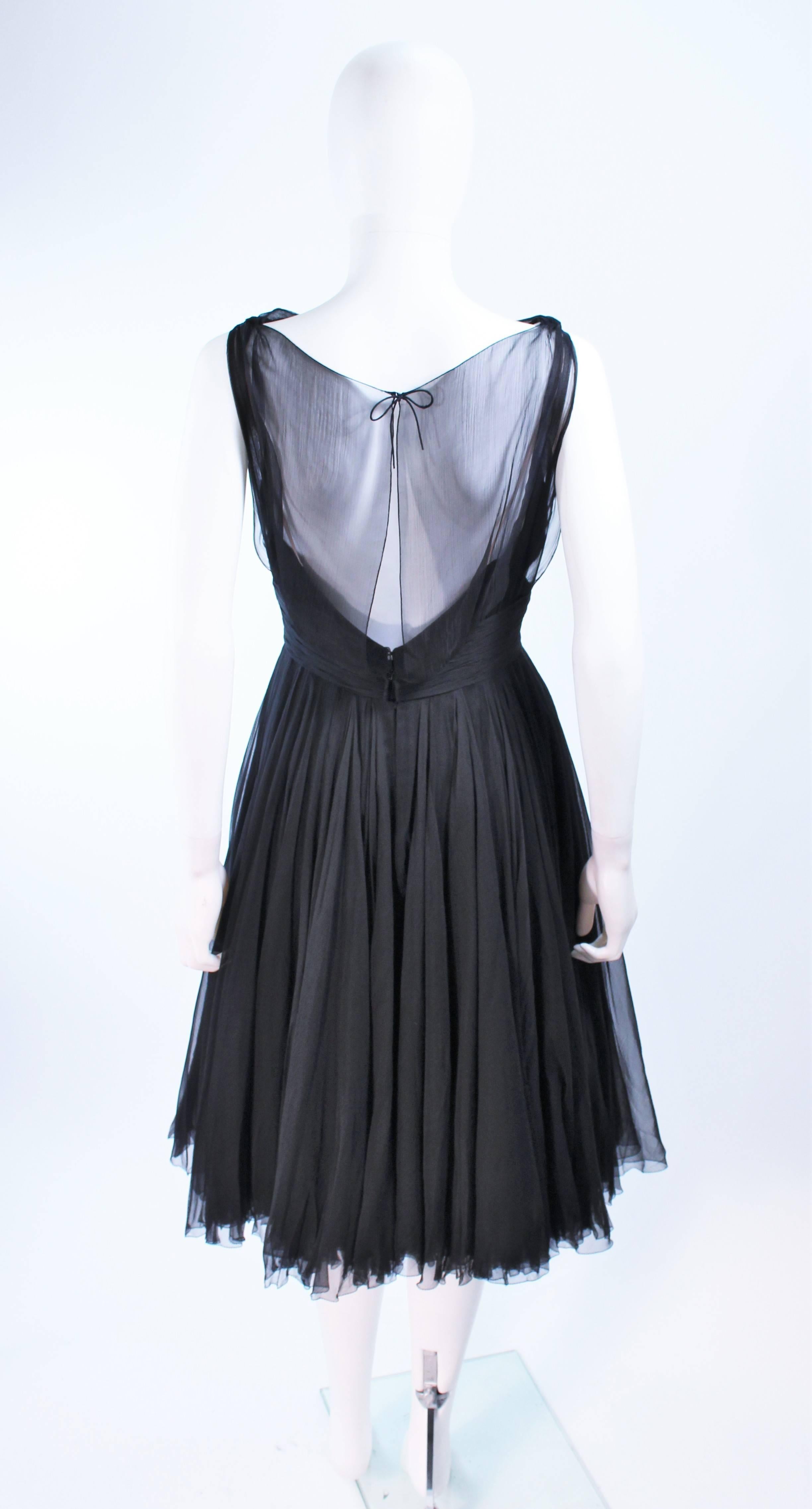 GALANOS Black Silk Chiffon Draped Cocktail Dress Size 2  For Sale 5