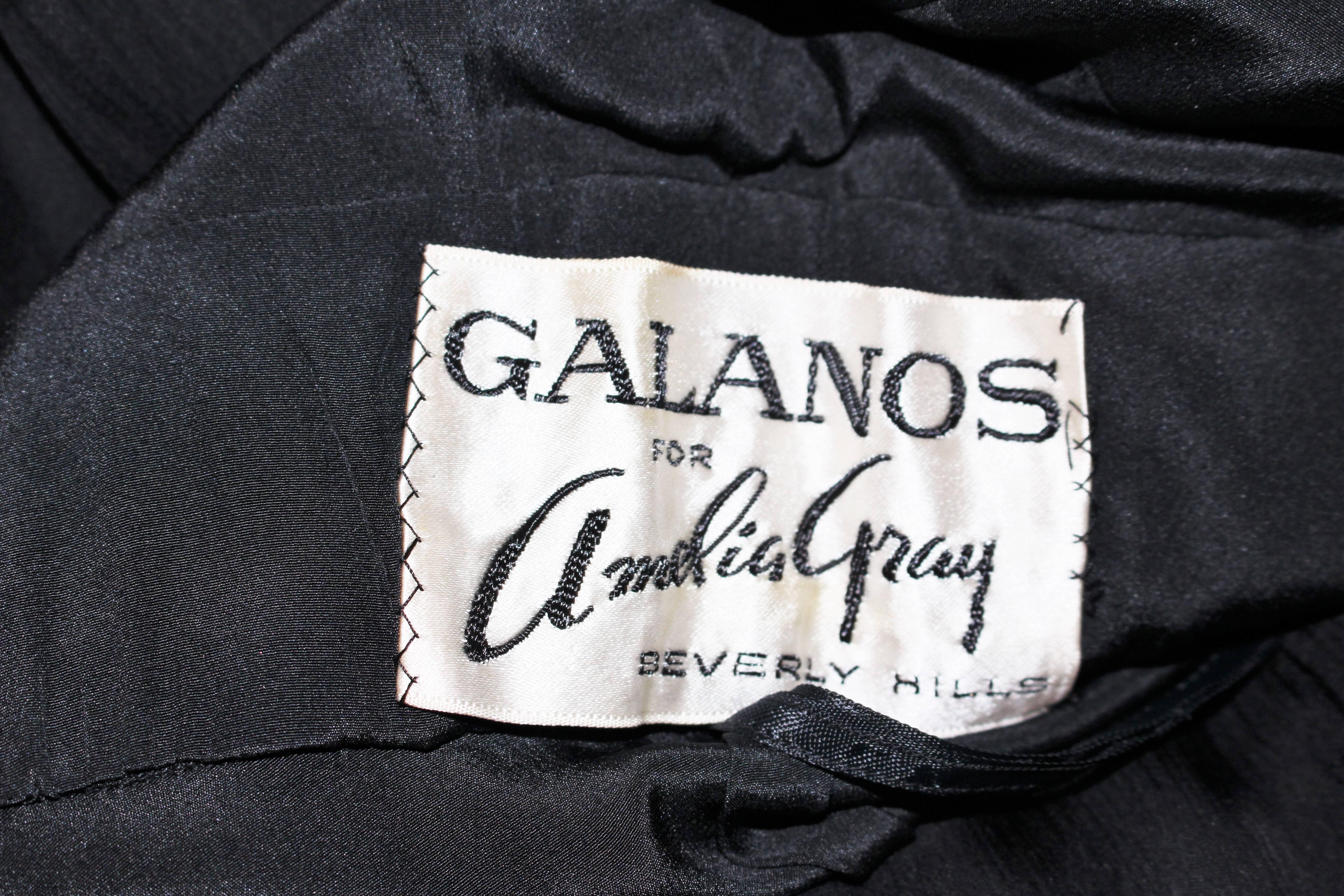 GALANOS Black Silk Chiffon Draped Cocktail Dress Size 2 For Sale 6