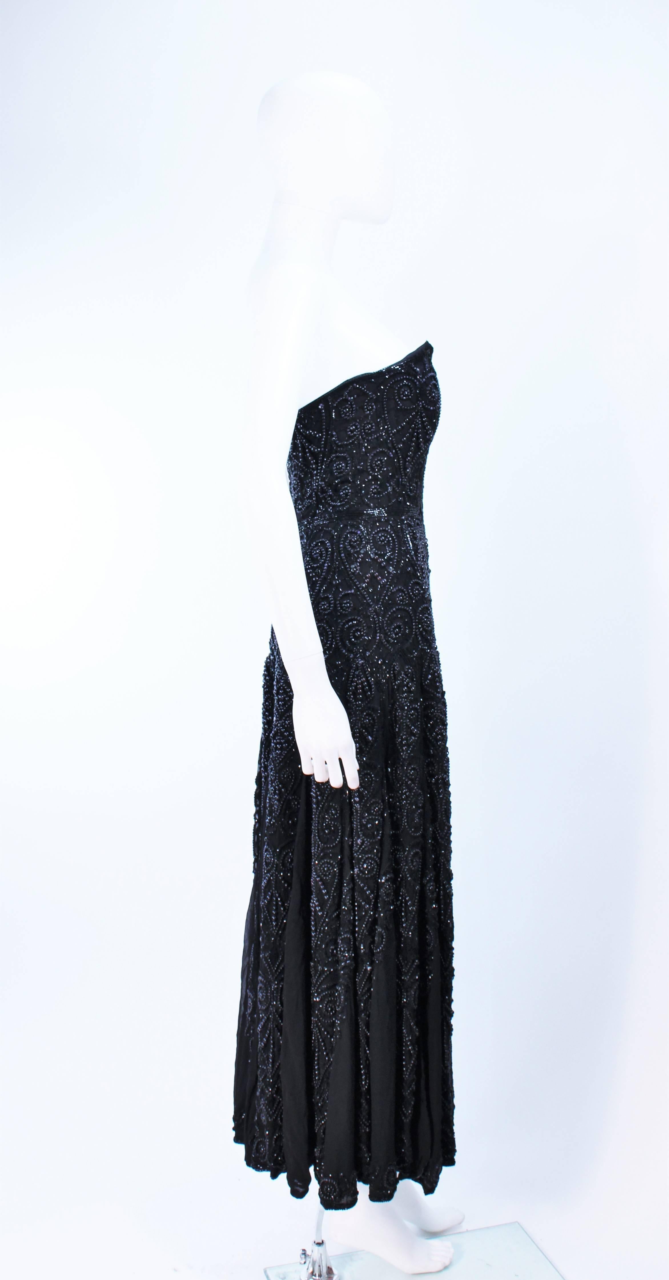 EAVIS & BROWN Black Velvet Heavily Beaded Strapless Gown with Chiffon Size 2 4 For Sale 2