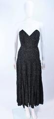 EAVIS & BROWN Black Velvet Heavily Beaded Strapless Gown with Chiffon Size 2 4