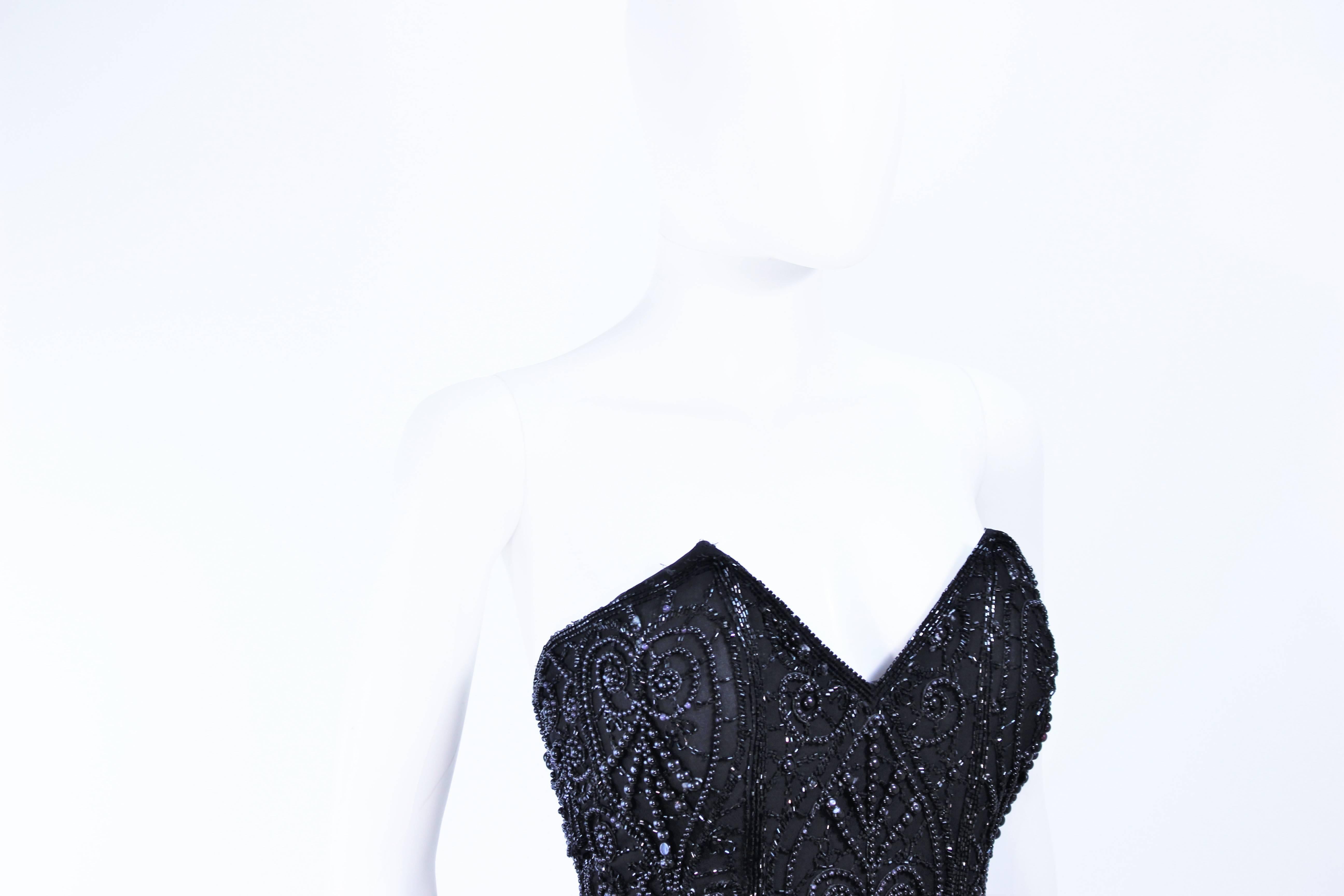 EAVIS & BROWN Black Velvet Heavily Beaded Strapless Gown with Chiffon Size 2 4 For Sale 1
