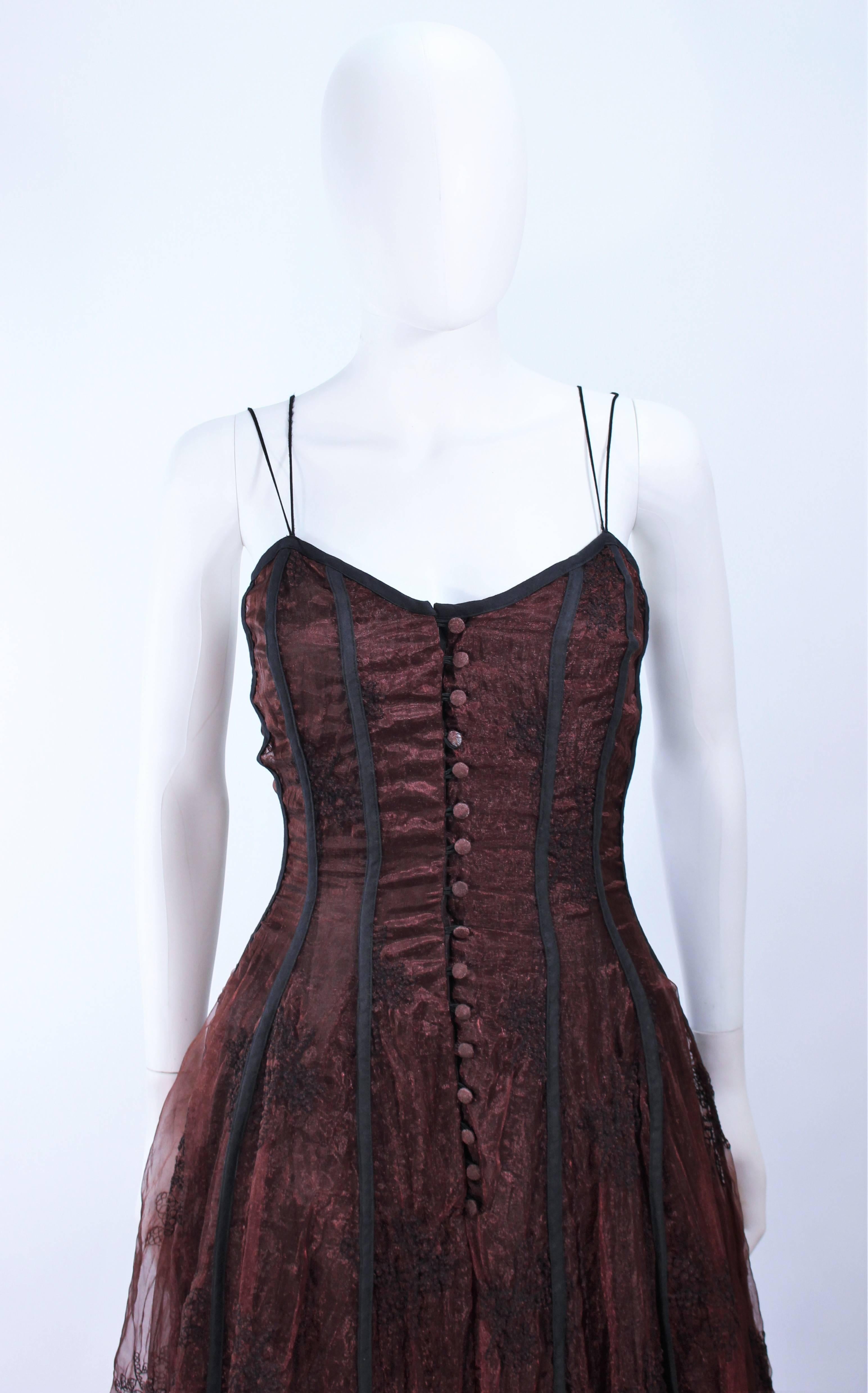 Noir KAAT TILLY Robe marron en dentelle froissée avec corset en dentelle Taille 36 en vente
