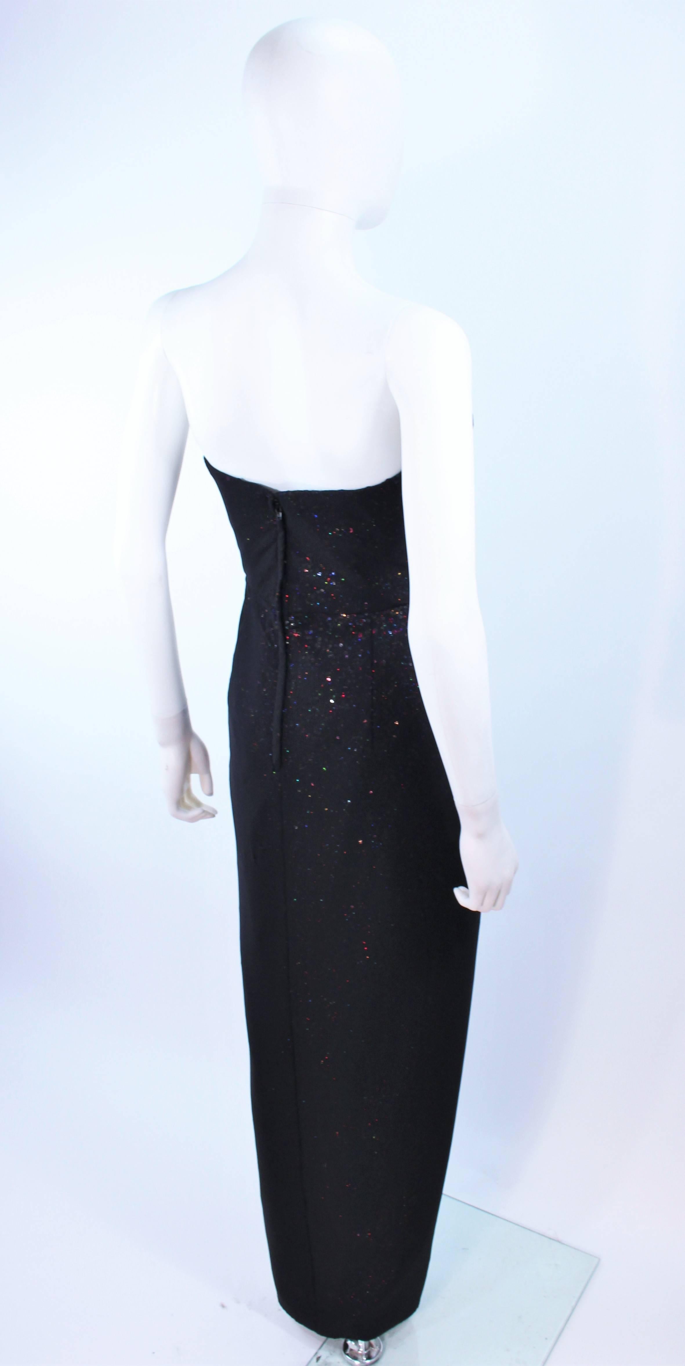 VICKY TIEL Black Draped Gown with Iridescent Rainbow Sequin Interior Size 4 For Sale 1