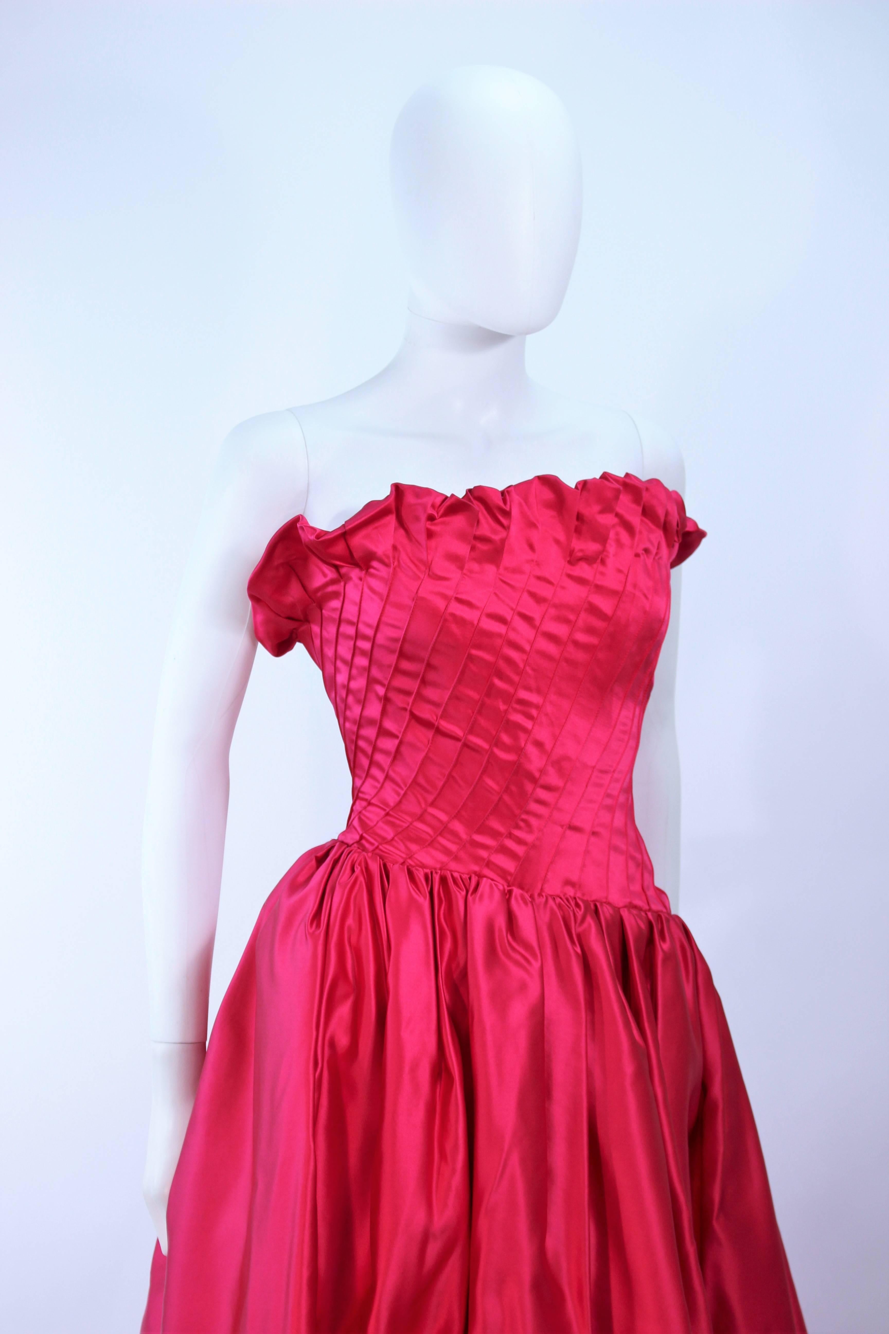Women's ARNOLD SCAASI Fuchsia Pintuck Draped Ball Gown Size 8 10